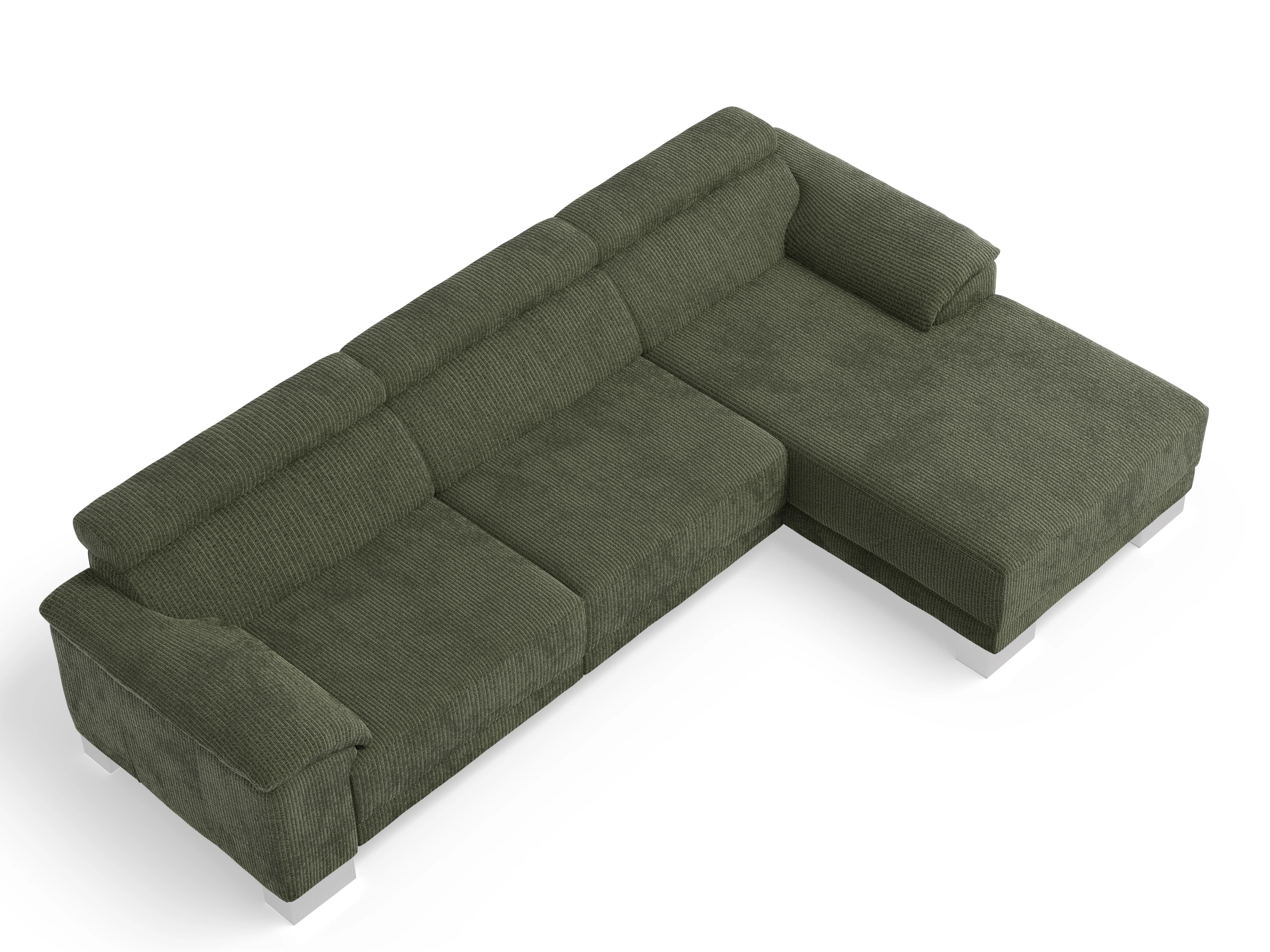 Antonio Ecksofa LO Large R Ansicht des Produktes Antonio Ecksofa rechts Abschluss offen in Stoff Grün