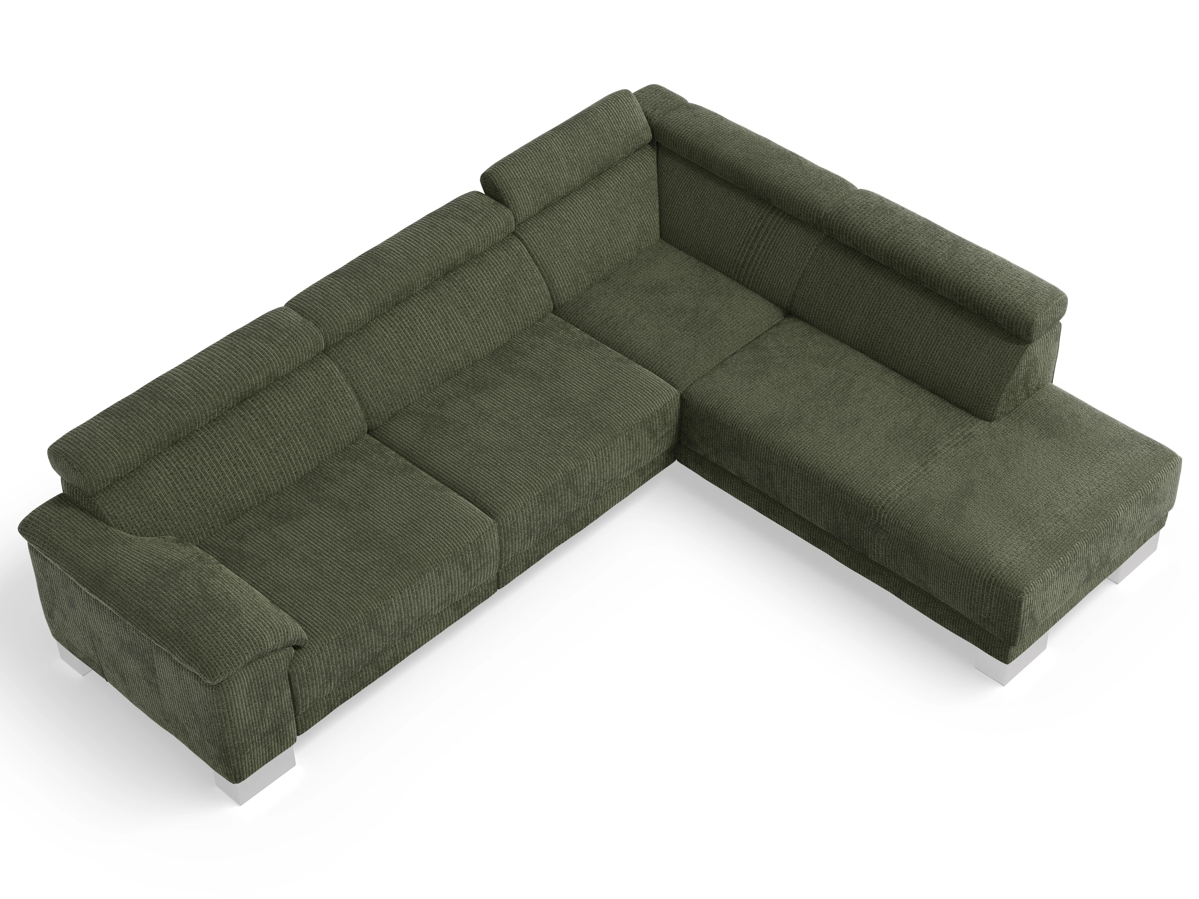 Antonio Ecksofa UM Large Plus R Ansicht des Produktes Antonio Ecksofa rechts Abschluss offen in Stoff Grün