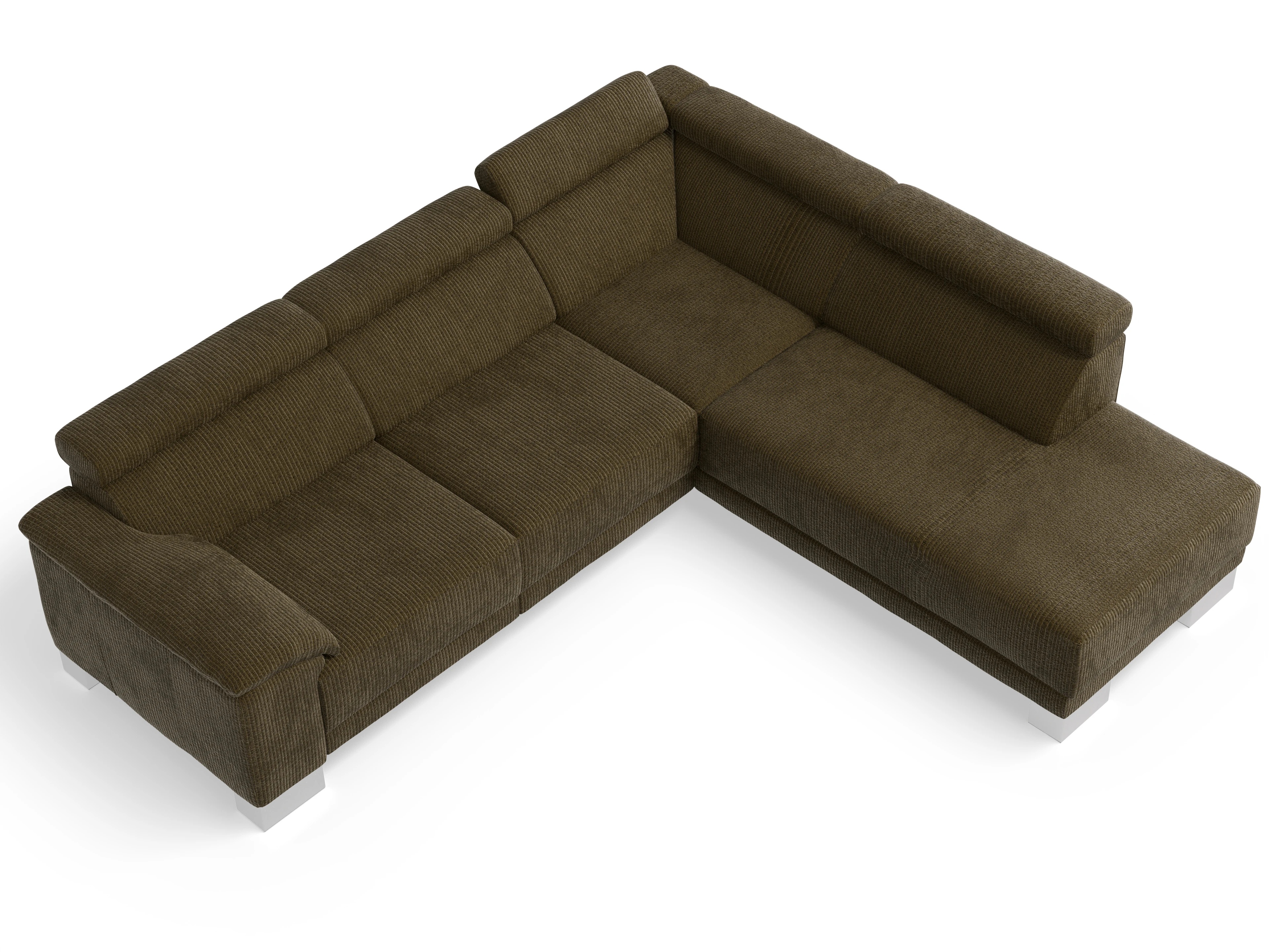 Ansicht des Produktes Antonio Ecksofa rechts Abschluss offen in Stoff Braun