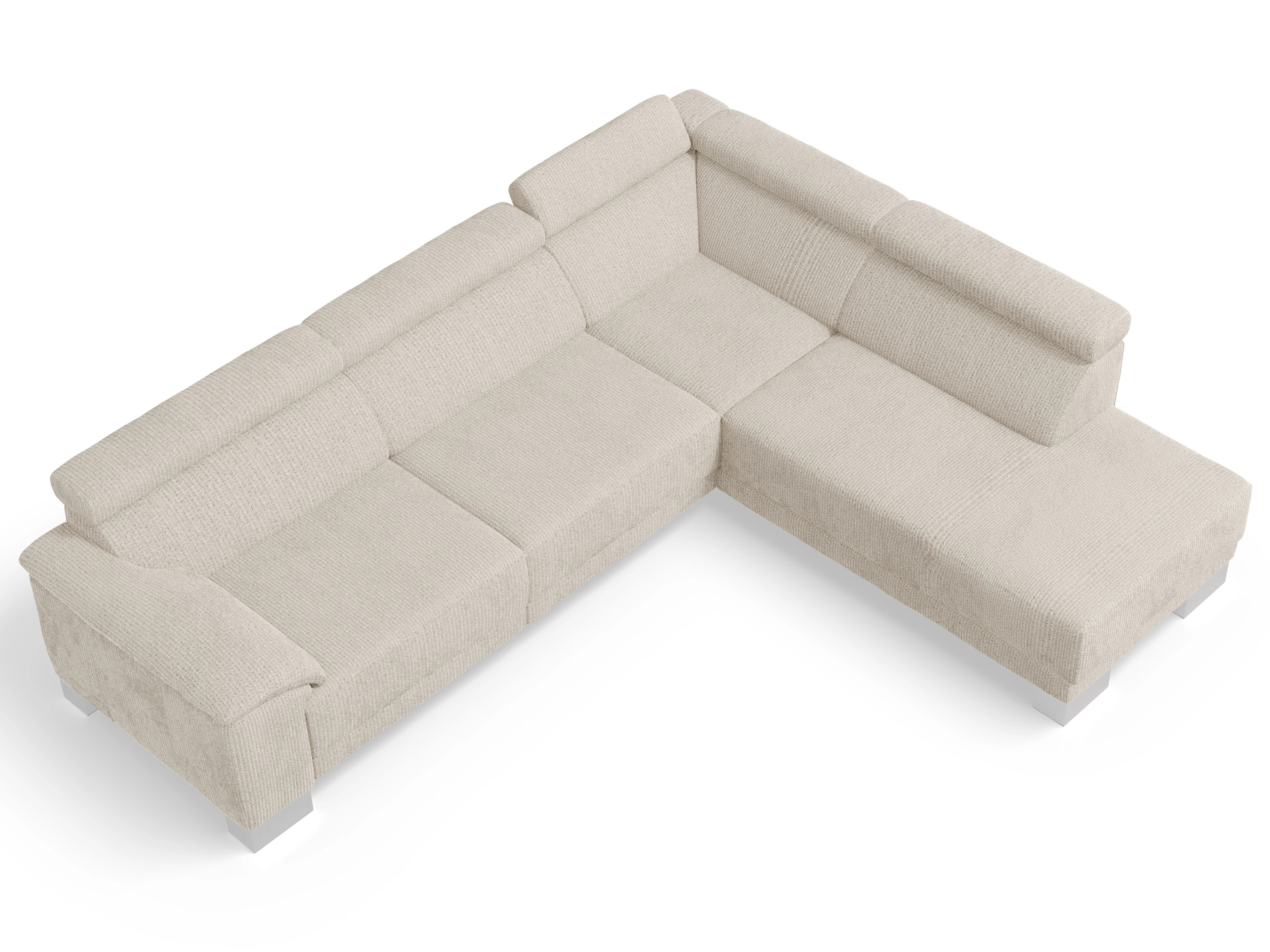 Antonio Ecksofa UM Large Plus R Ansicht des Produktes Antonio Ecksofa rechts Abschluss offen in Stoff Beige