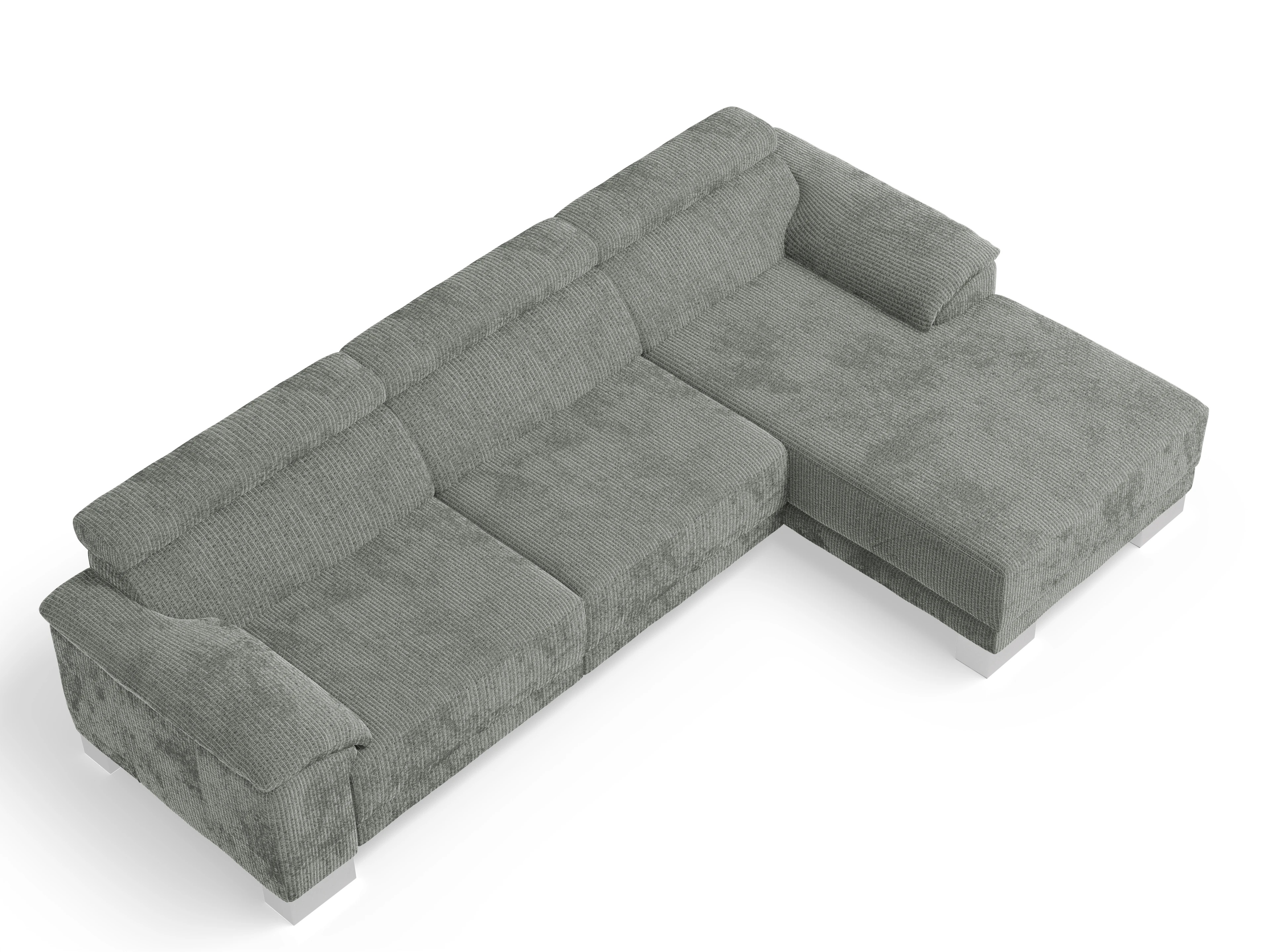 Antonio Ecksofa LO Large R Ansicht des Produktes Antonio Ecksofa rechts Abschluss offen in Stoff Grau