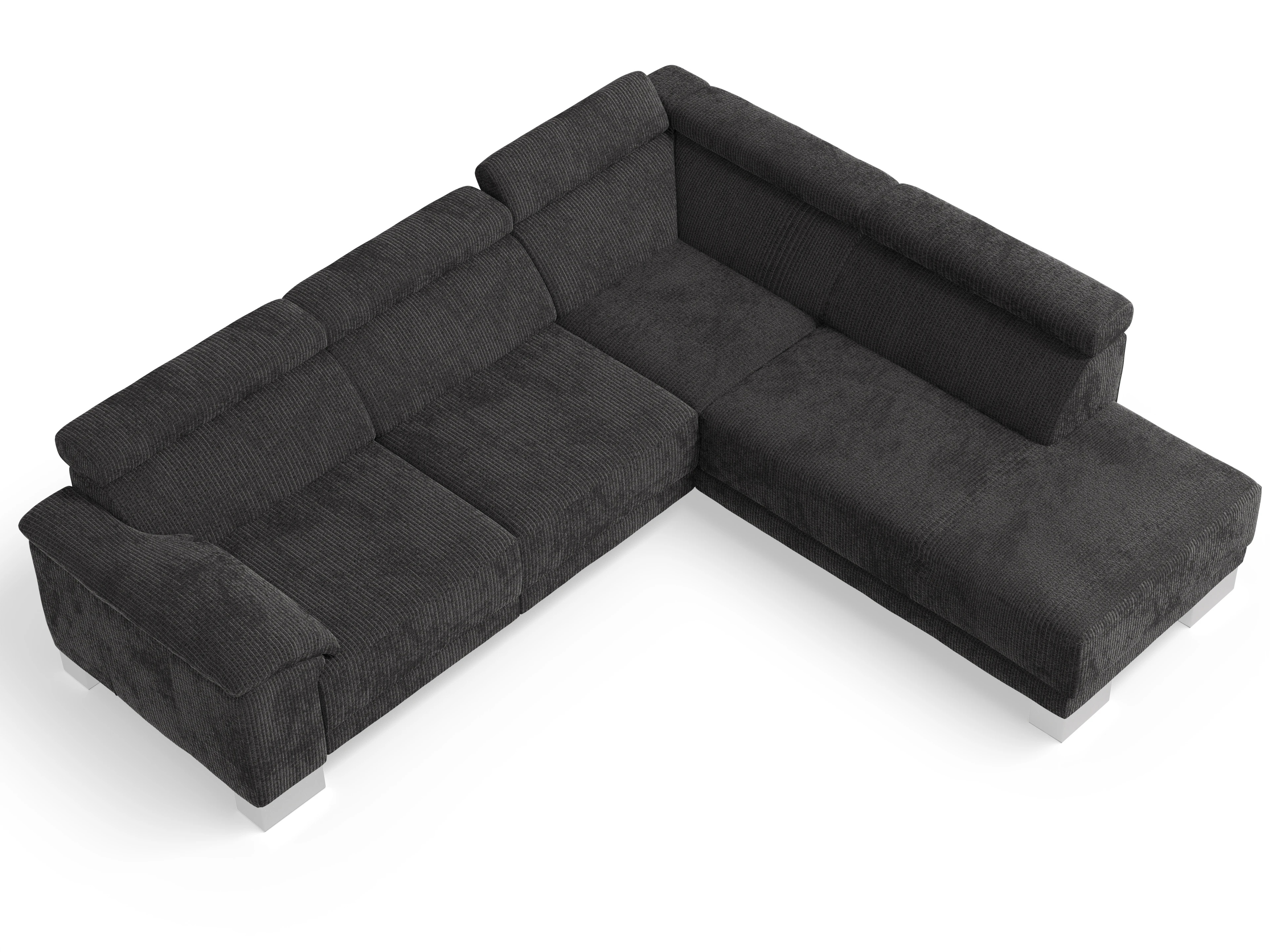 Ansicht des Produktes Antonio Ecksofa rechts Abschluss offen in Stoff Grau