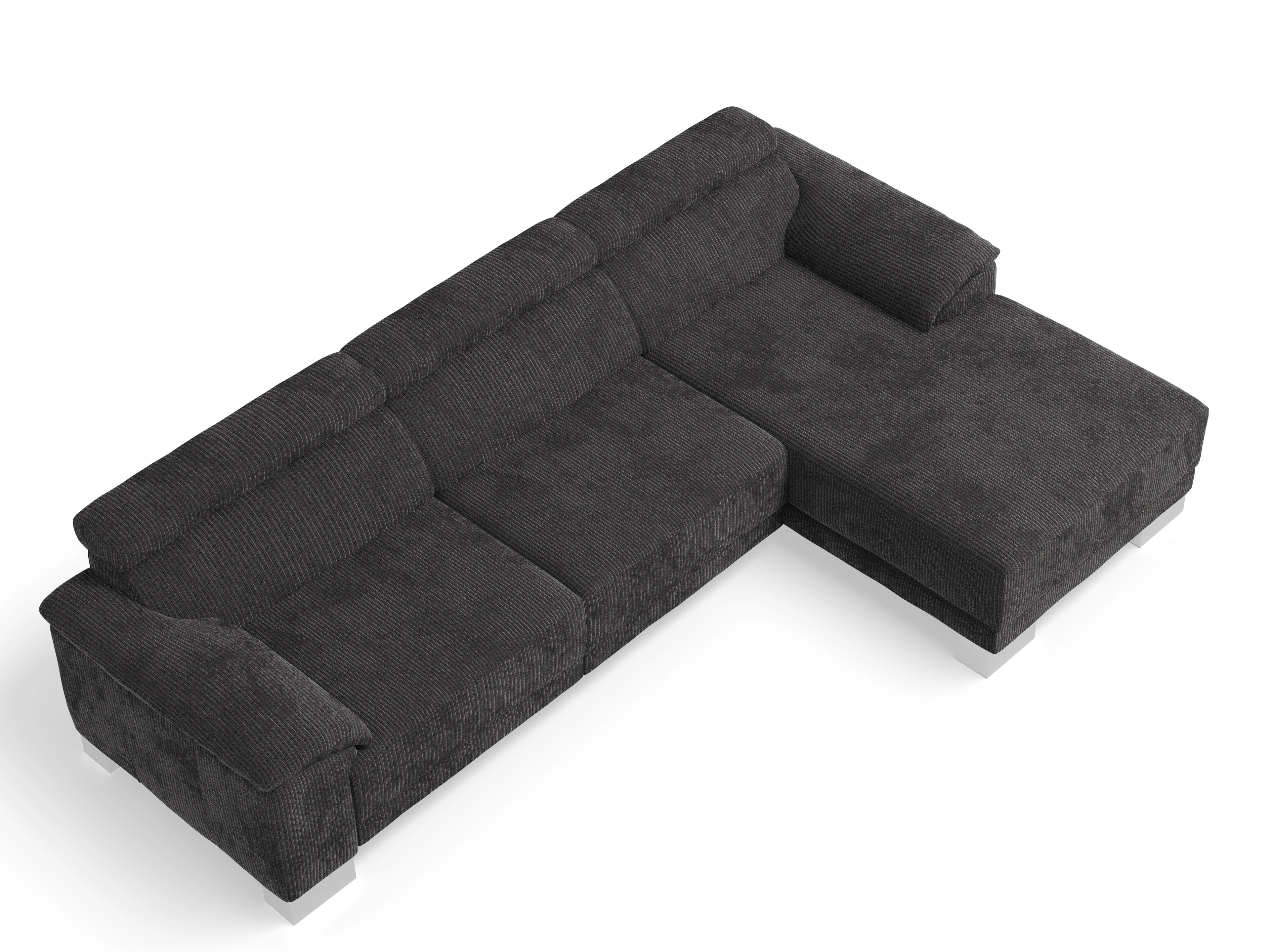 Antonio Ecksofa LO Large R Ansicht des Produktes Antonio Ecksofa rechts Abschluss offen in Stoff Grau