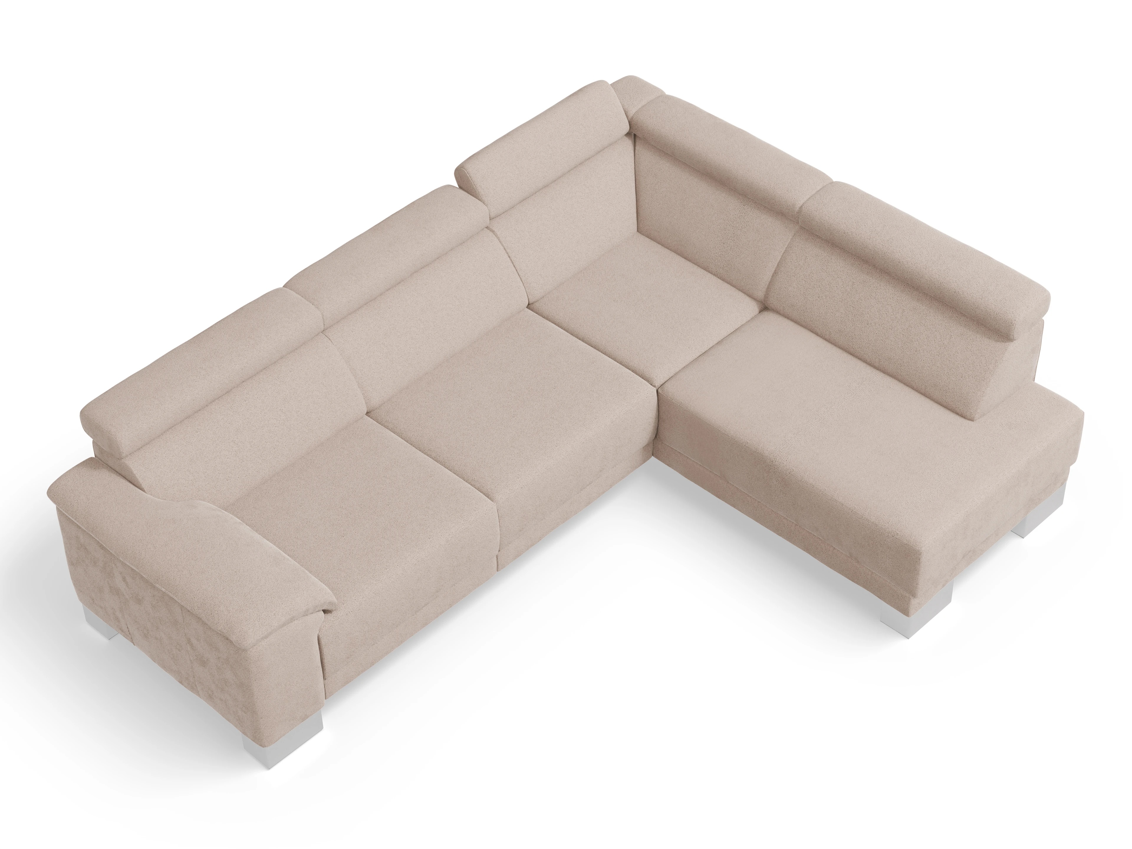 Antonio Ecksofa UM Medium R Ansicht des Produktes Antonio Ecksofa rechts Abschluss offen in Stoff Beige