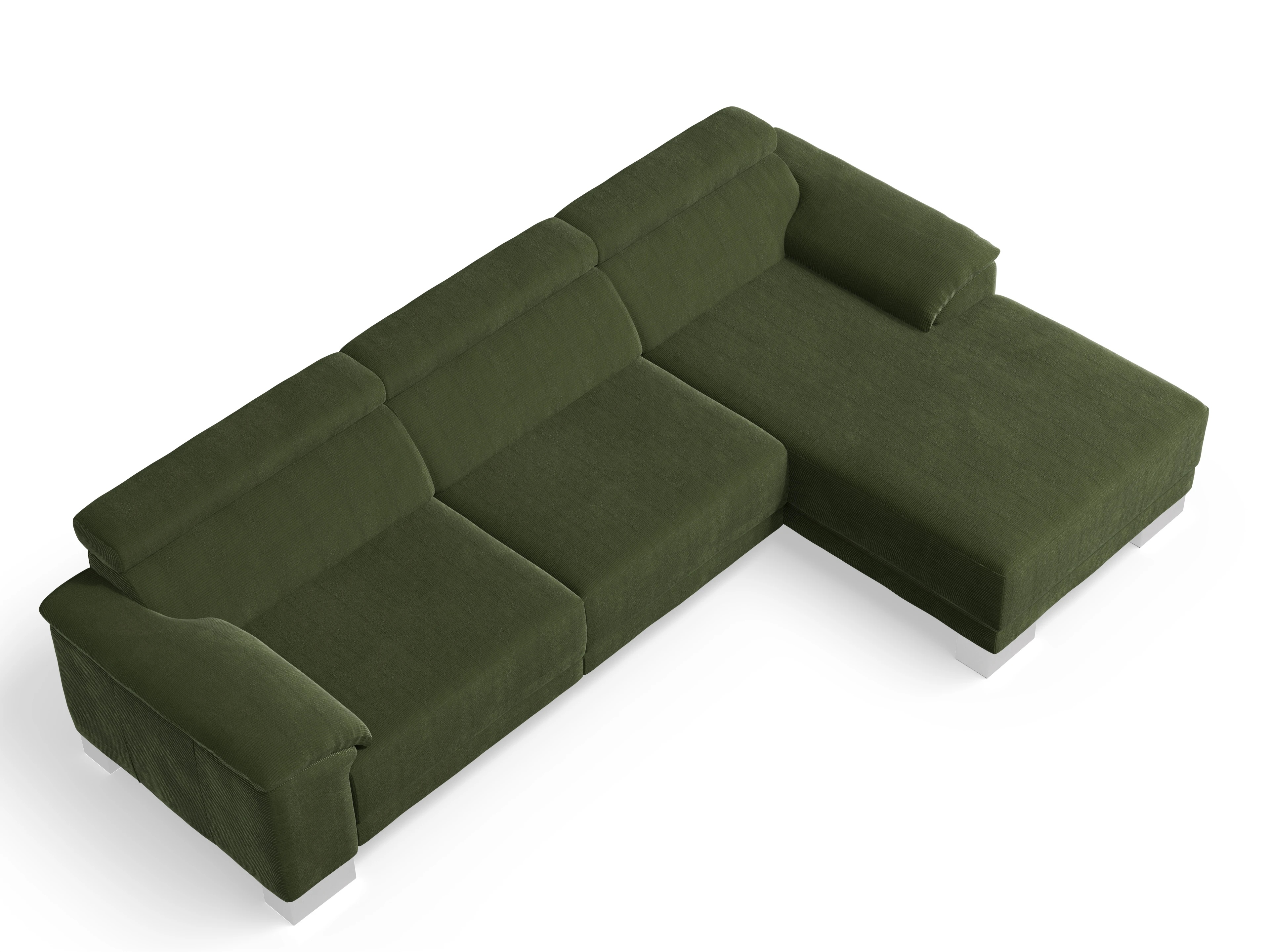 Ansicht des Produktes Antonio Ecksofa rechts Abschluss offen in Stoff Grün
