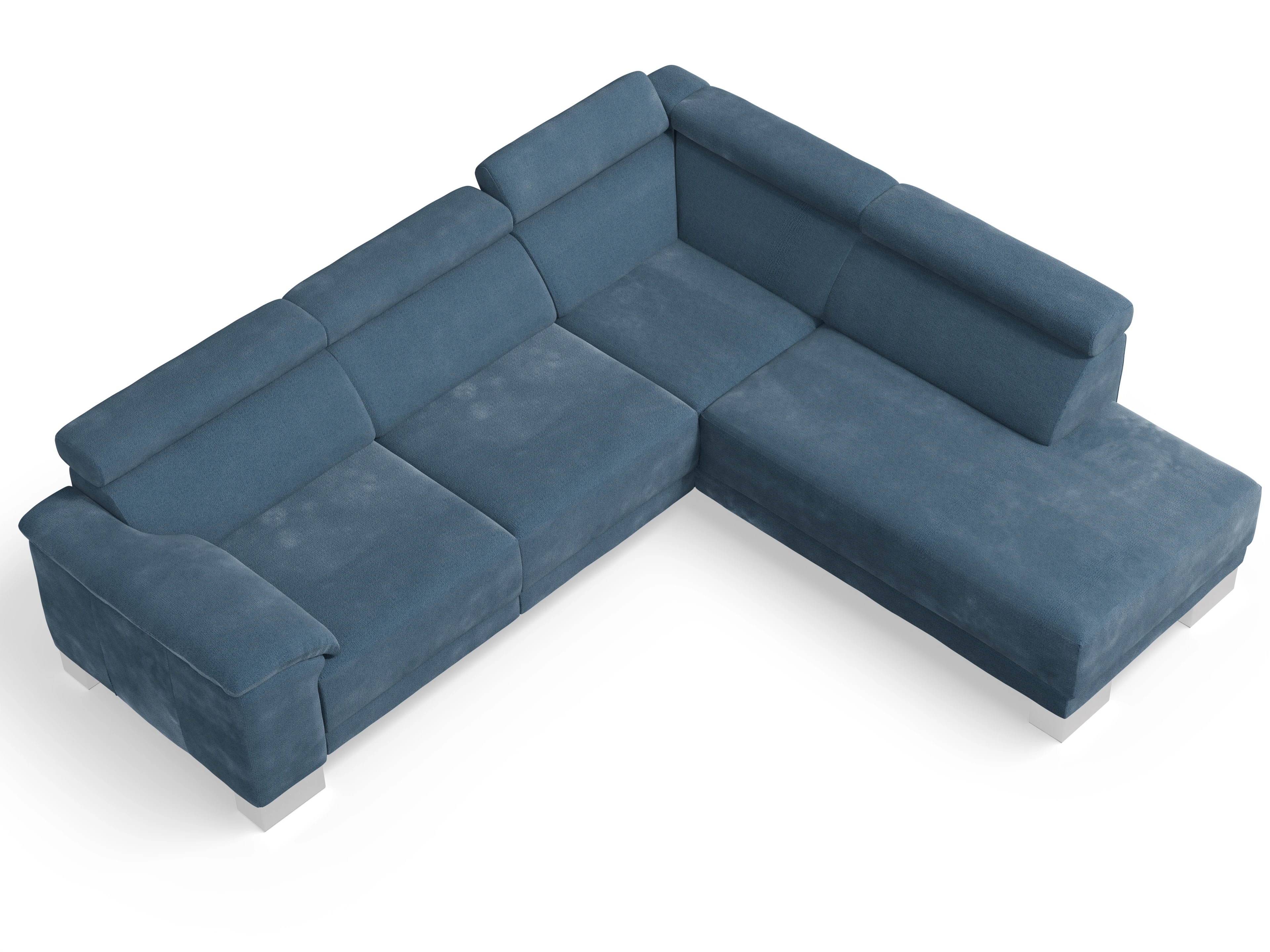 Ansicht des Produktes Antonio Ecksofa rechts Abschluss offen in Stoff Blau