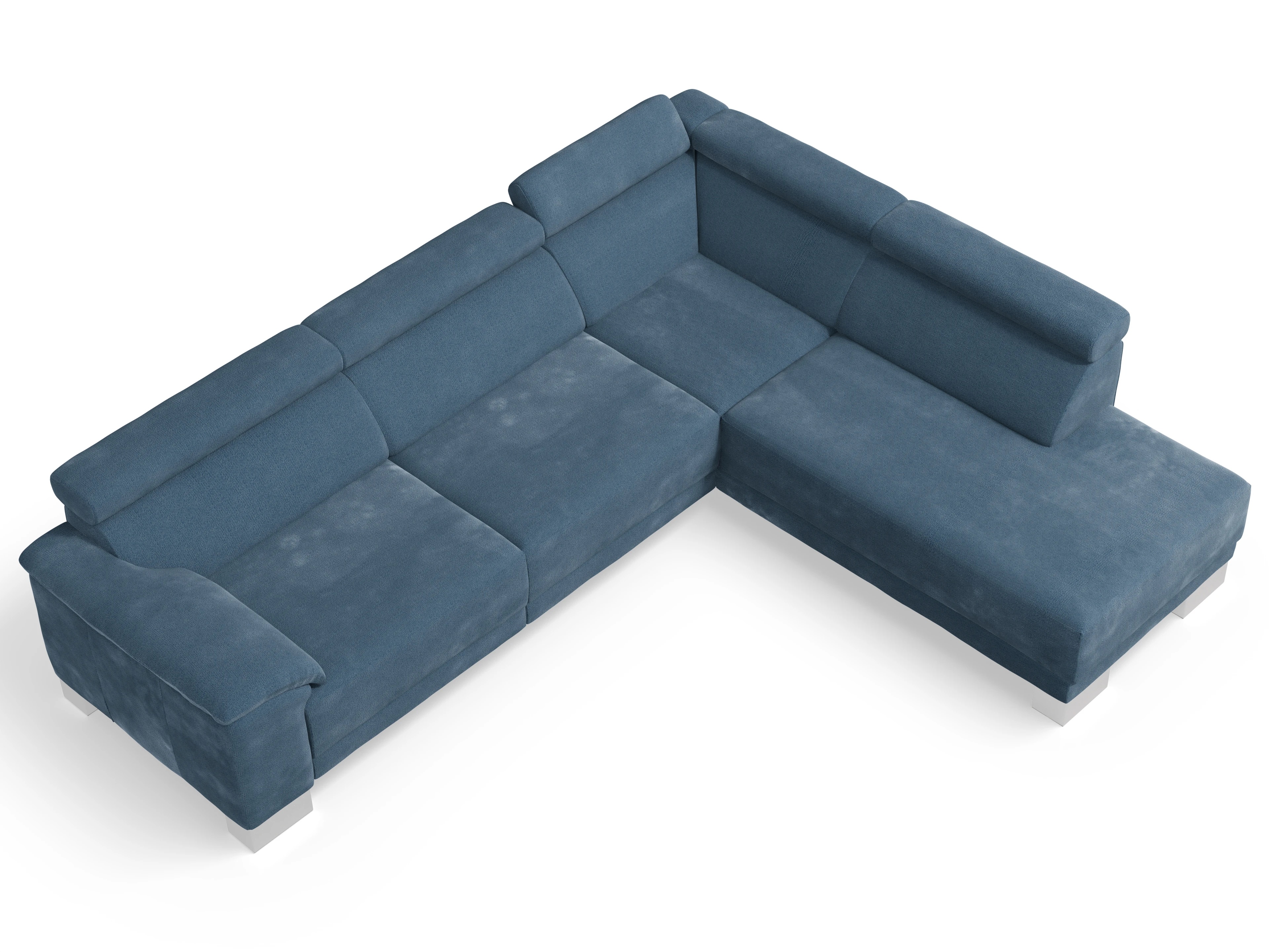 Ansicht des Produktes Antonio Ecksofa rechts Abschluss offen in Stoff Blau