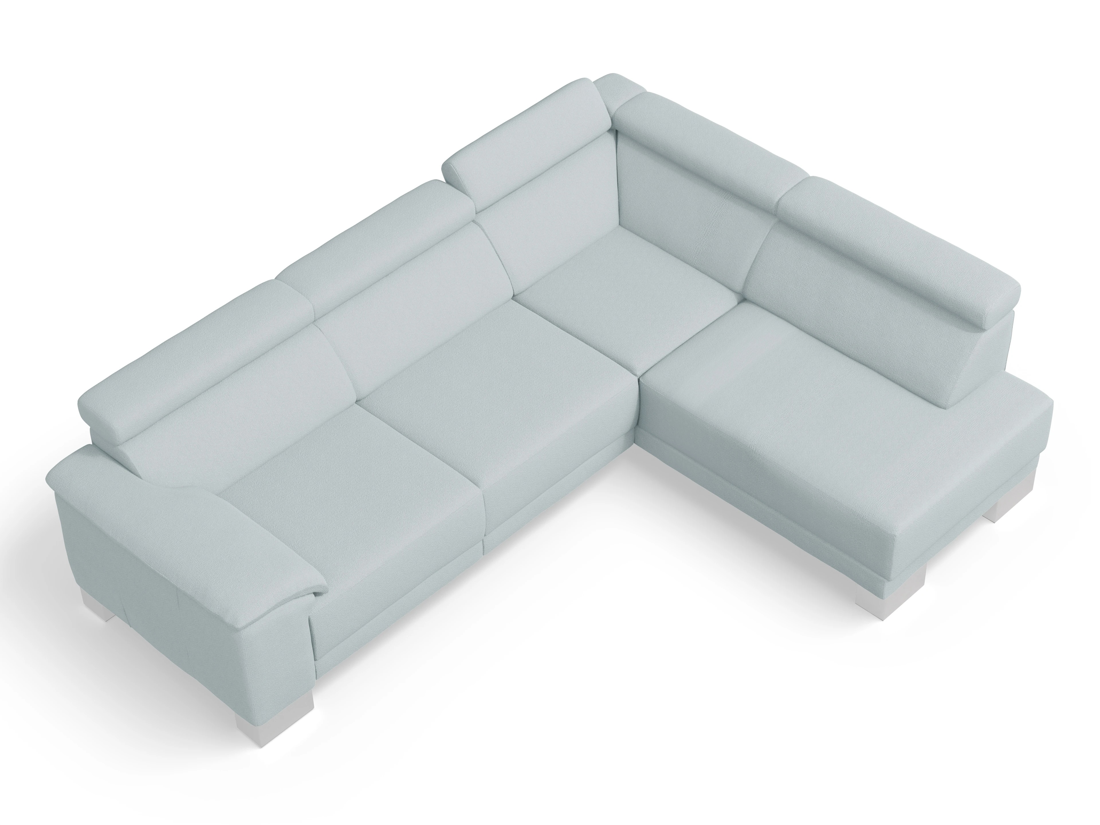 Ansicht des Produktes Antonio Ecksofa rechts Abschluss offen in Stoff Blau