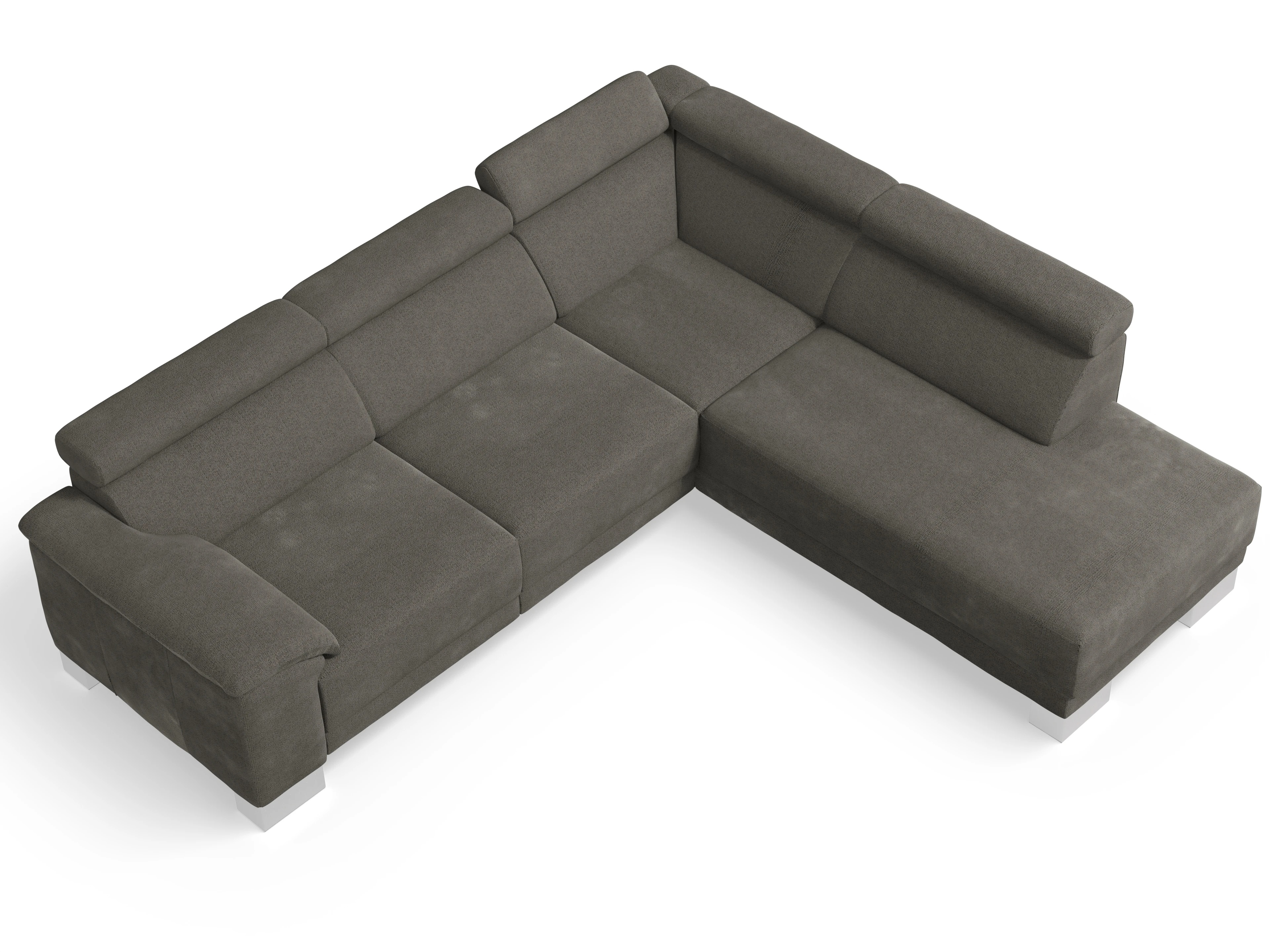 Ansicht des Produktes Antonio Ecksofa rechts Abschluss offen in Stoff Braun