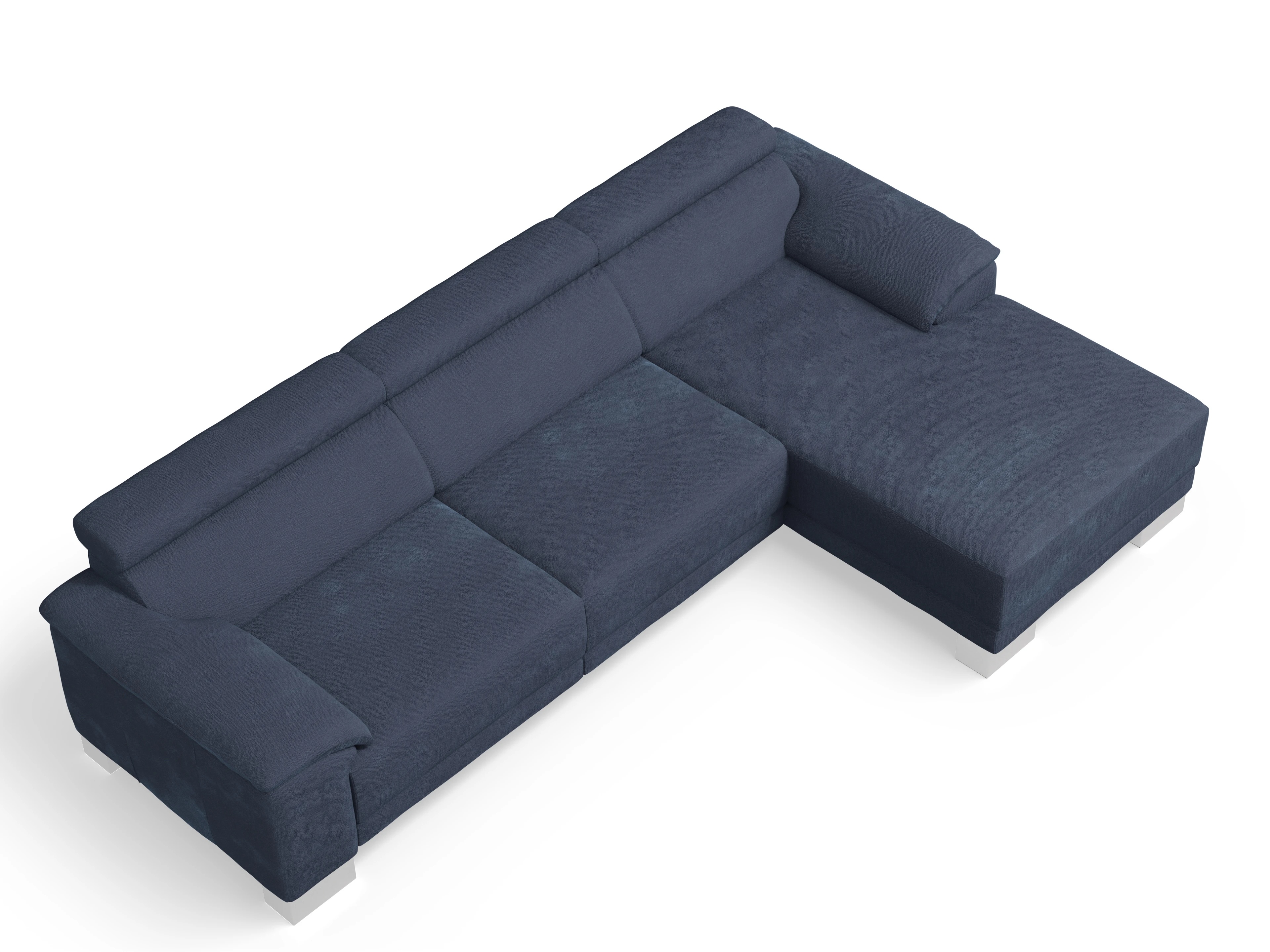 Ansicht des Produktes Antonio Ecksofa rechts Abschluss offen in Stoff Blau