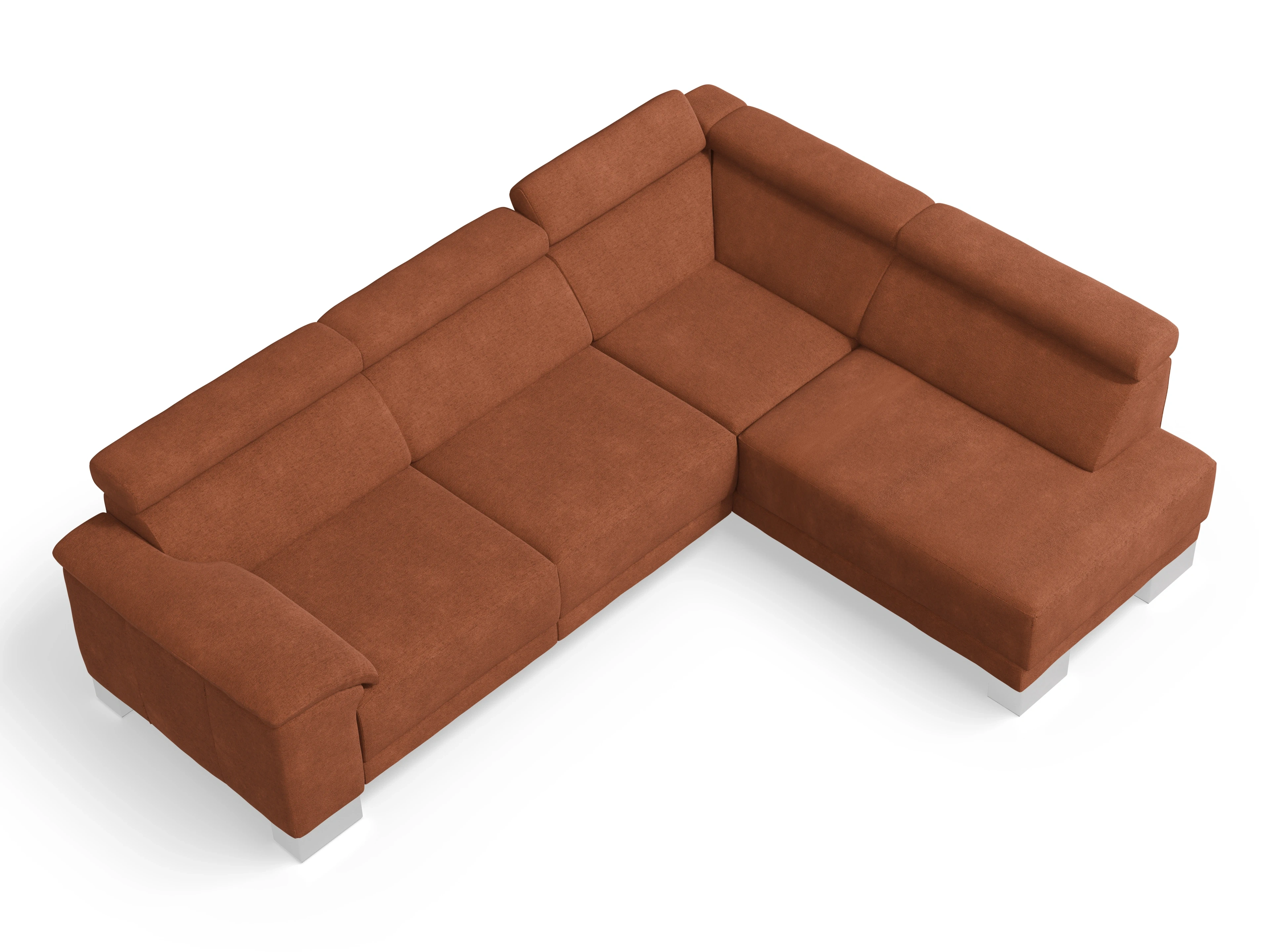 Ansicht des Produktes Antonio Ecksofa rechts Abschluss offen in Stoff Orange