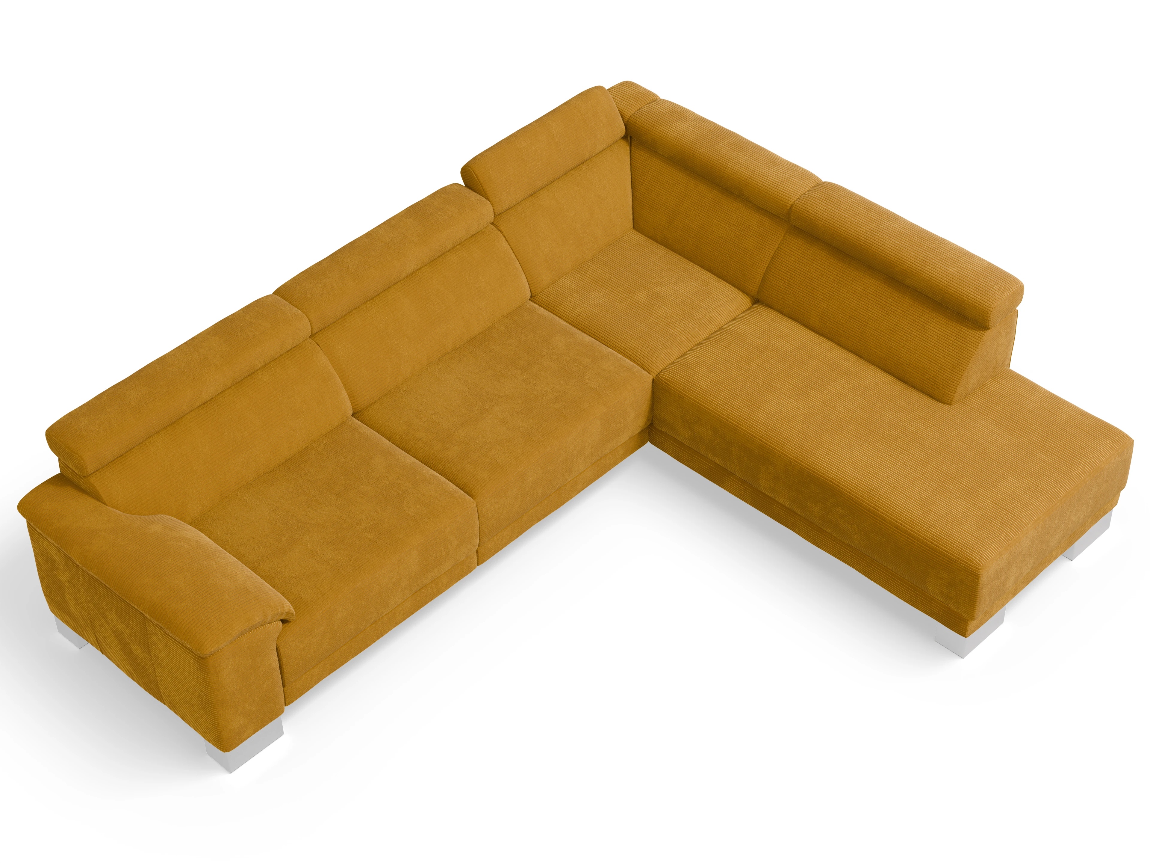 Ansicht des Produktes Antonio Ecksofa rechts Abschluss offen in Stoff Gelb