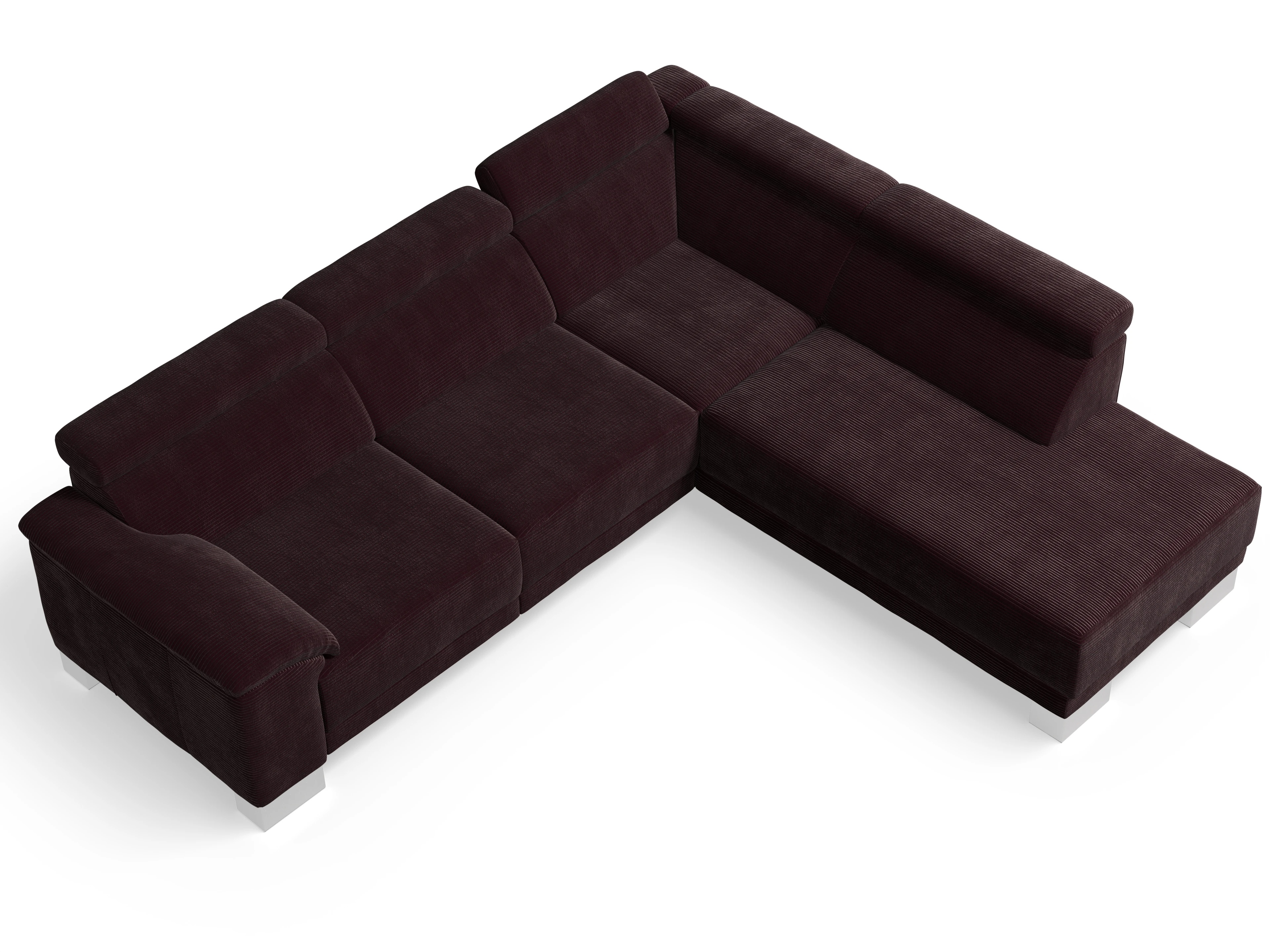 Ansicht des Produktes Antonio Ecksofa rechts Abschluss offen in Stoff Braun