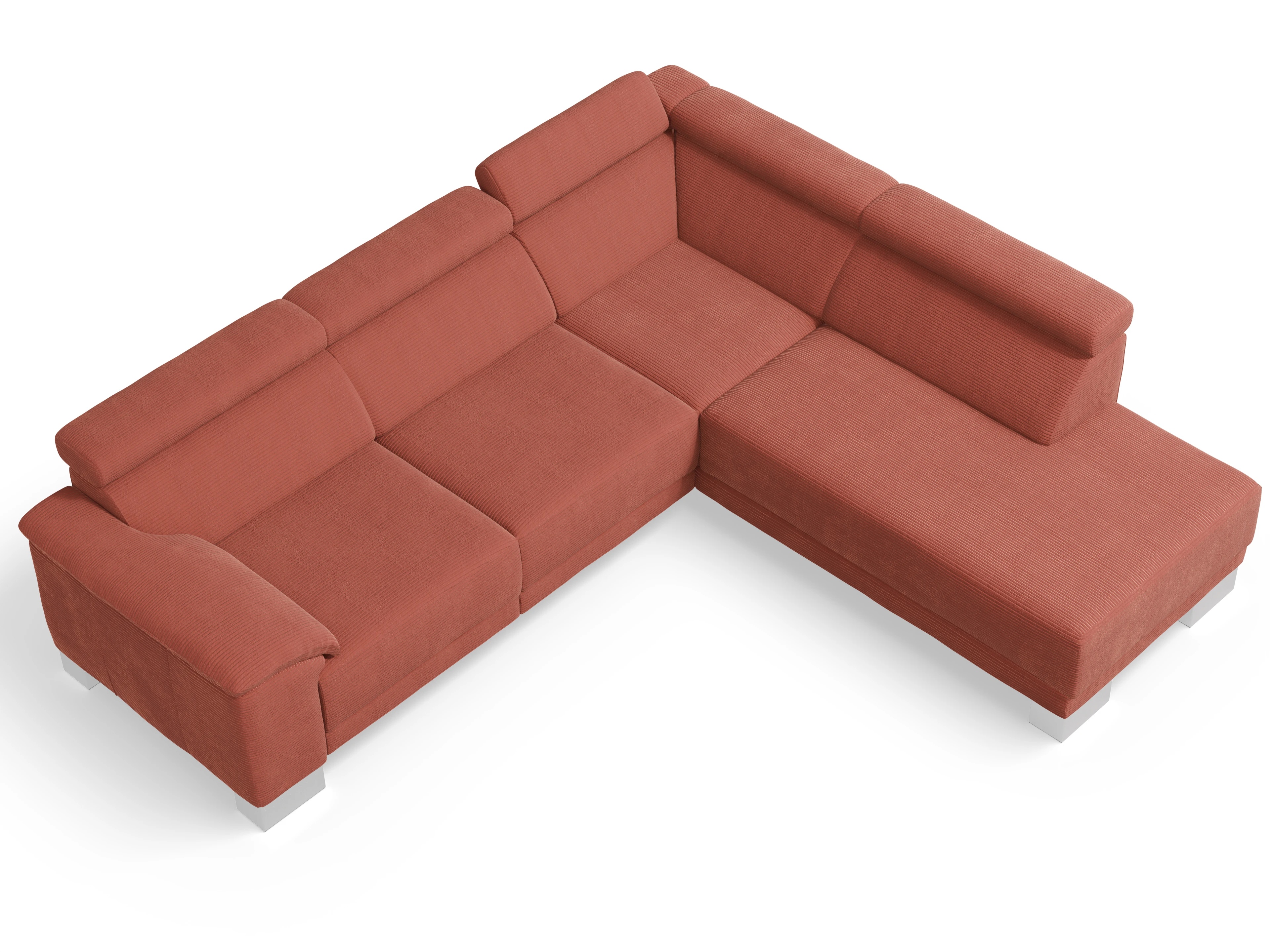 Ansicht des Produktes Antonio Ecksofa rechts Abschluss offen in Stoff Orange