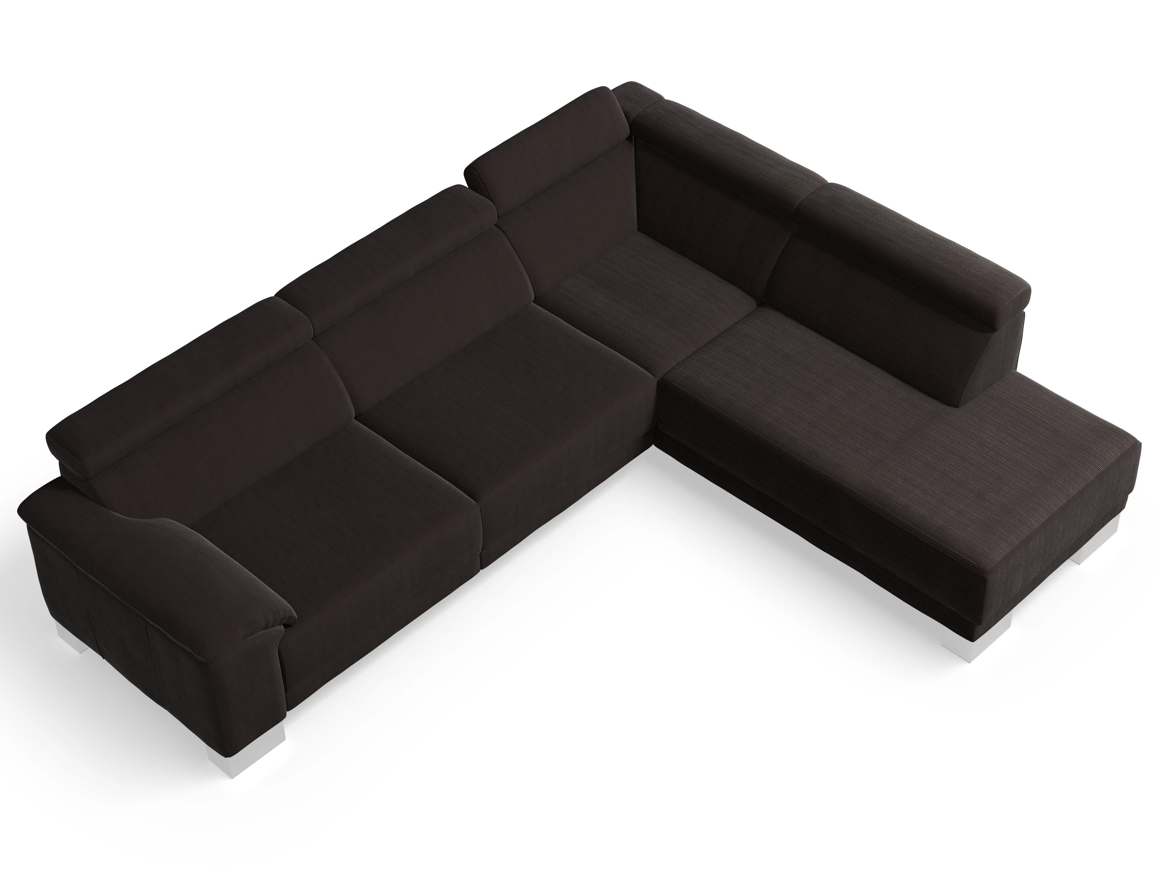 Ansicht des Produktes Antonio Ecksofa rechts Abschluss offen in Stoff Braun