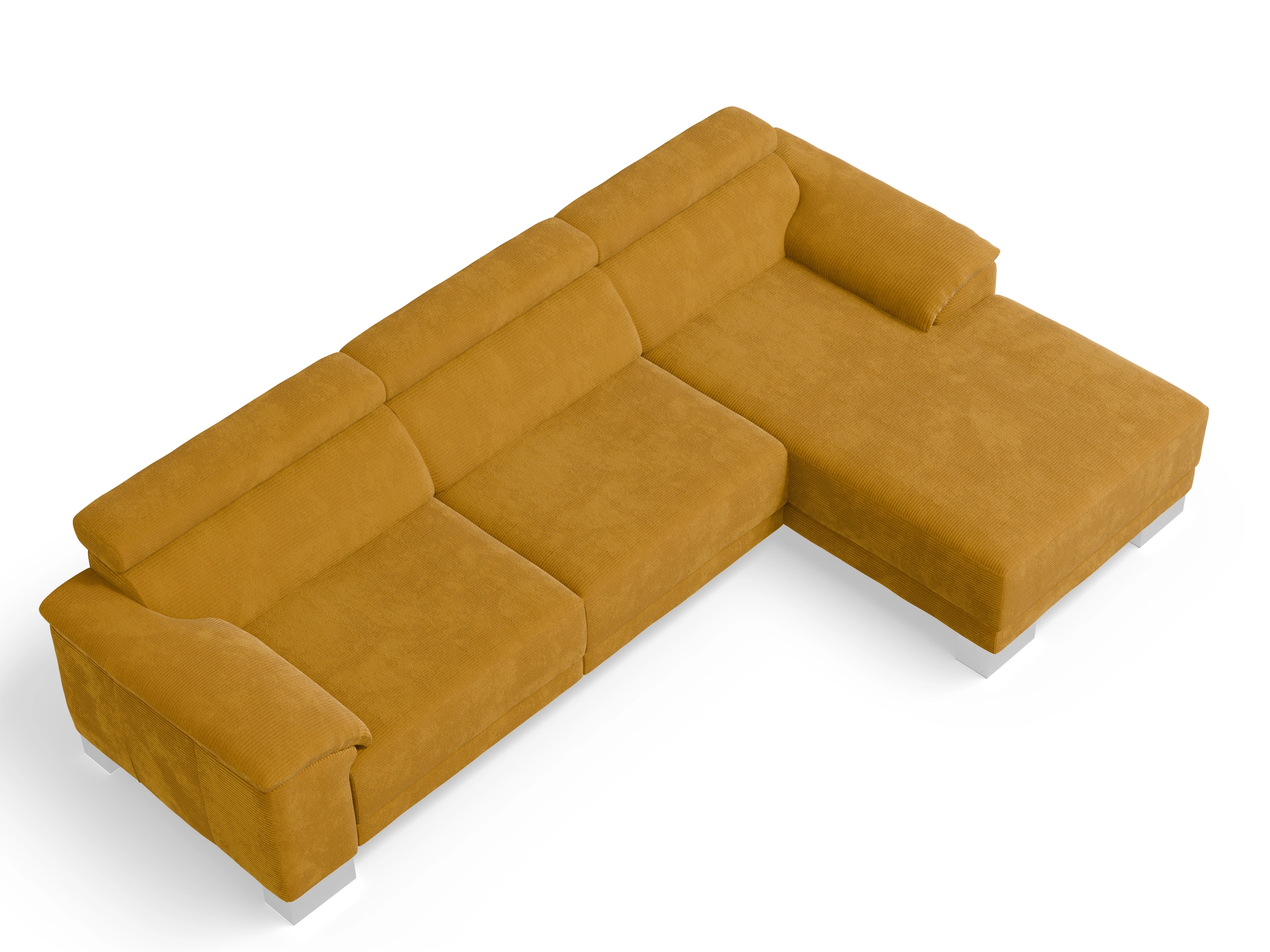 Antonio Ecksofa LO Large R Ansicht des Produktes Antonio Ecksofa rechts Abschluss offen in Stoff Gelb