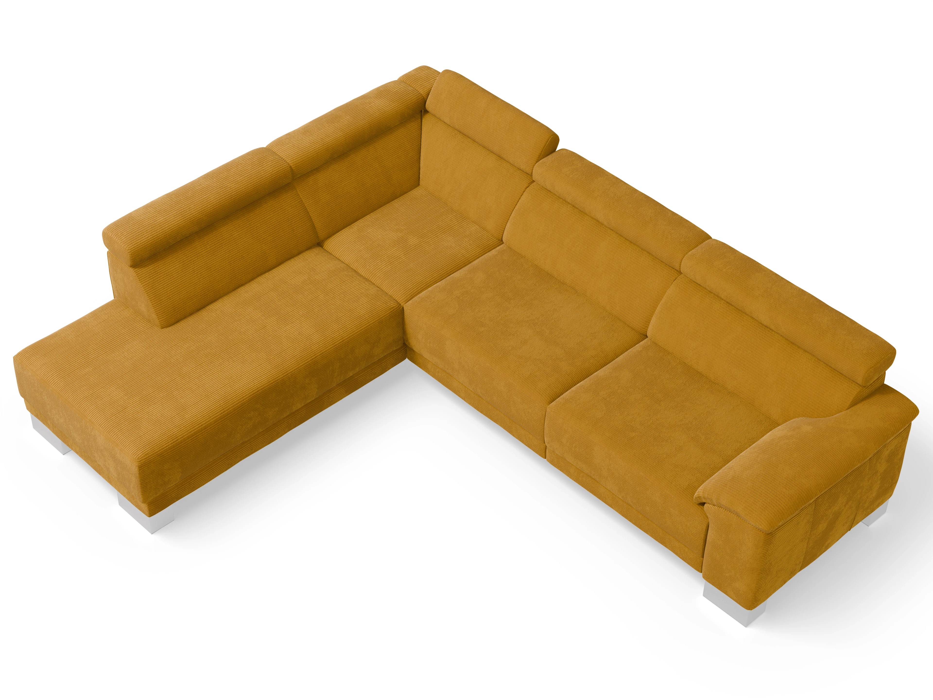 Antonio Ecksofa UM Large Plus L Ansicht des Produktes Antonio Ecksofa rechts Abschluss offen in Stoff Gelb