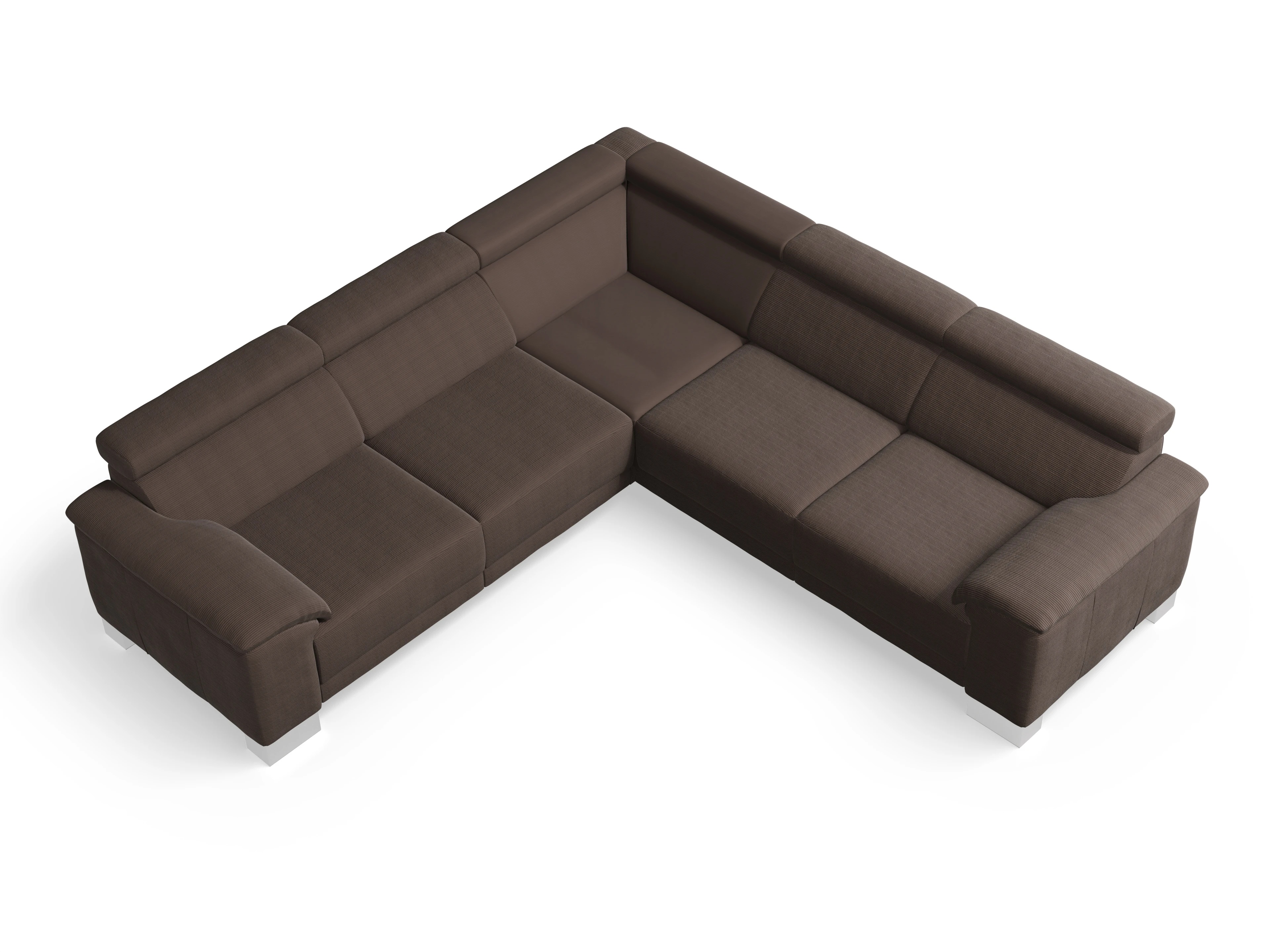 Ansicht des Produktes Antonio Ecksofa gleichschenklig in Stoff Braun