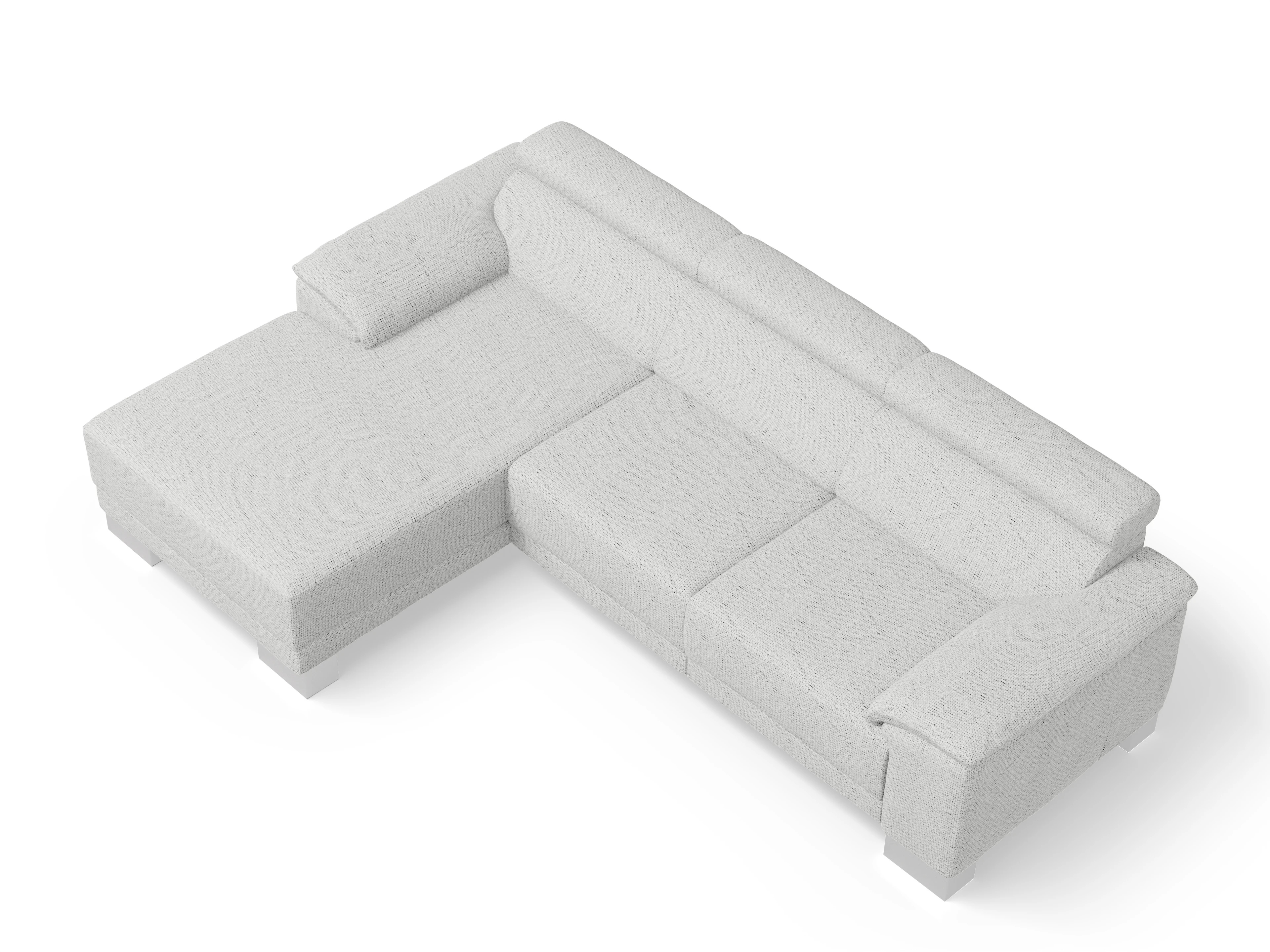 Ansicht des Produktes Antonio Ecksofa links Abschluss offen in Stoff Grau