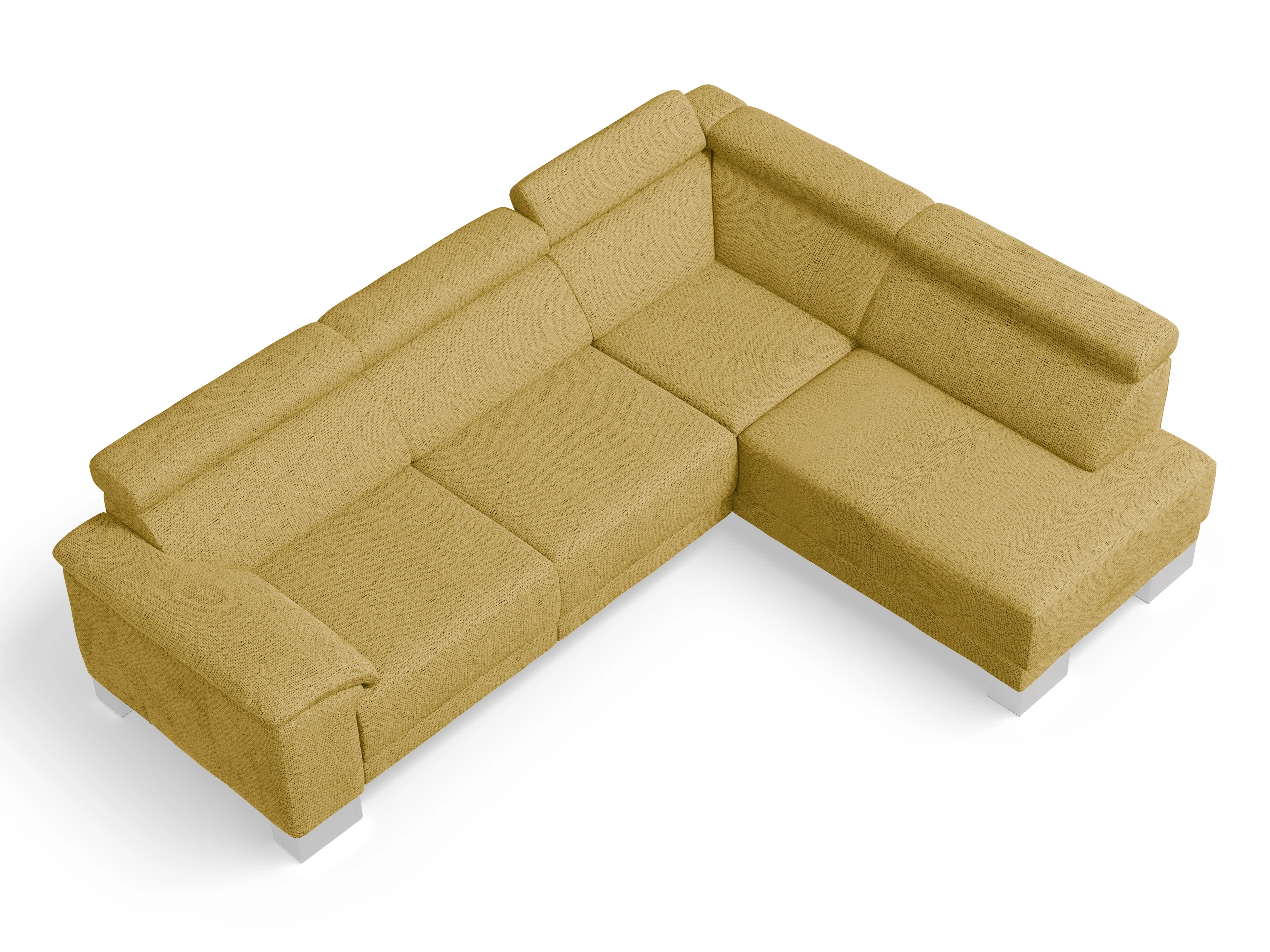 Ansicht des Produktes Antonio Ecksofa rechts Abschluss offen in Stoff Gelb