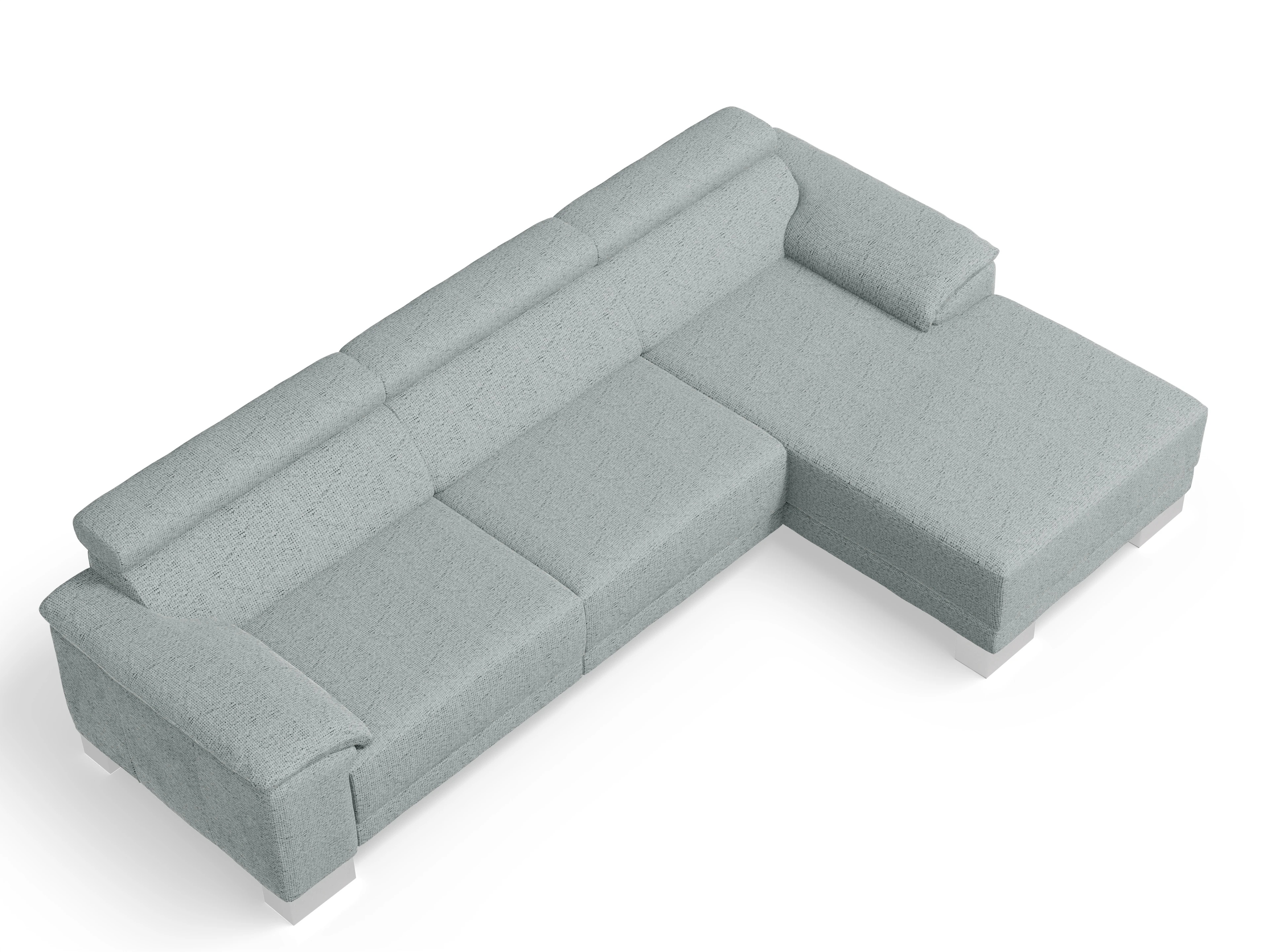 Antonio Ecksofa LO Large R Ansicht des Produktes Antonio Ecksofa rechts Abschluss offen in Stoff Grau