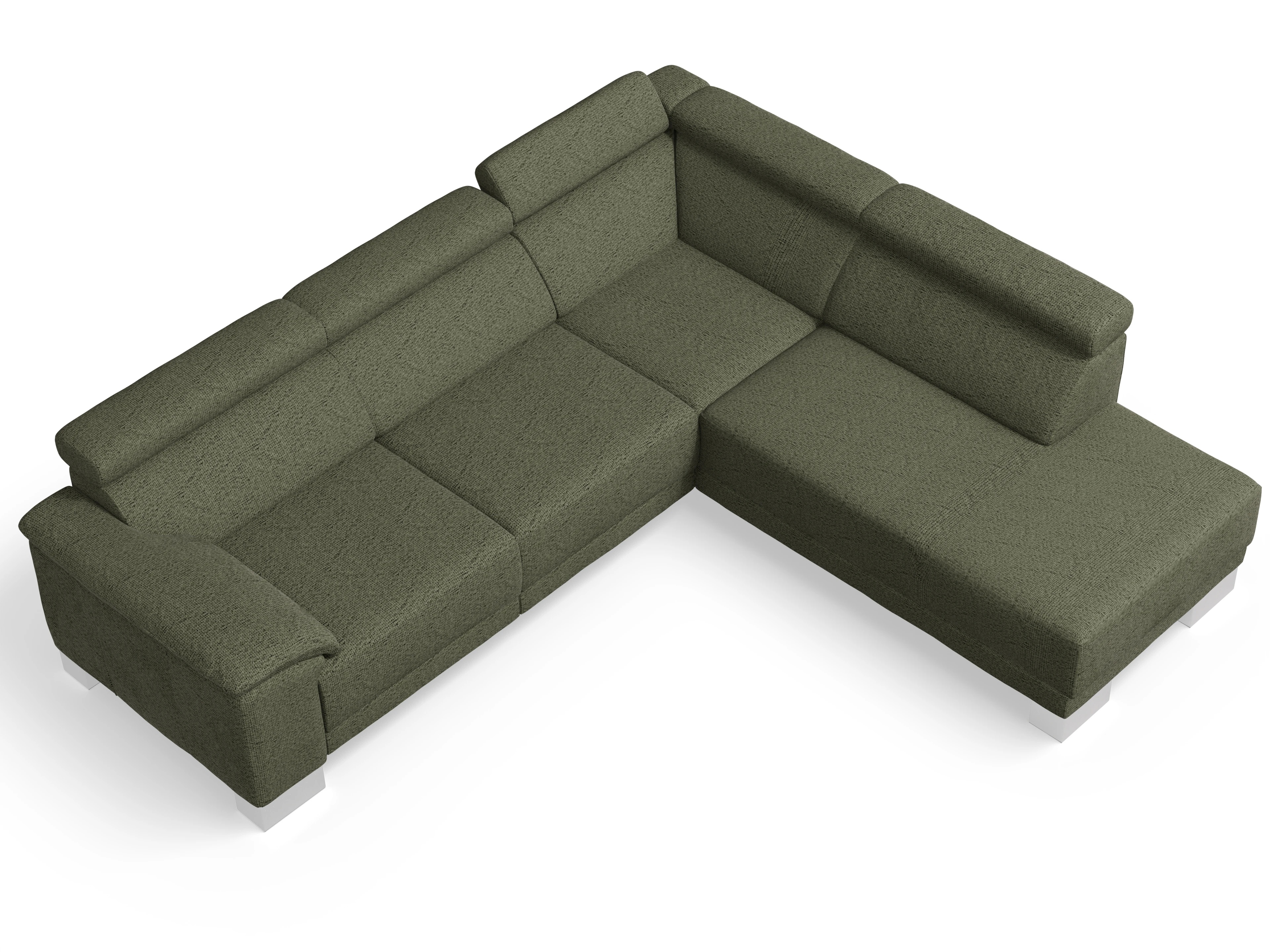 Antonio Ecksofa UM Medium Plus R Ansicht des Produktes Antonio Ecksofa rechts Abschluss offen in Stoff Grün