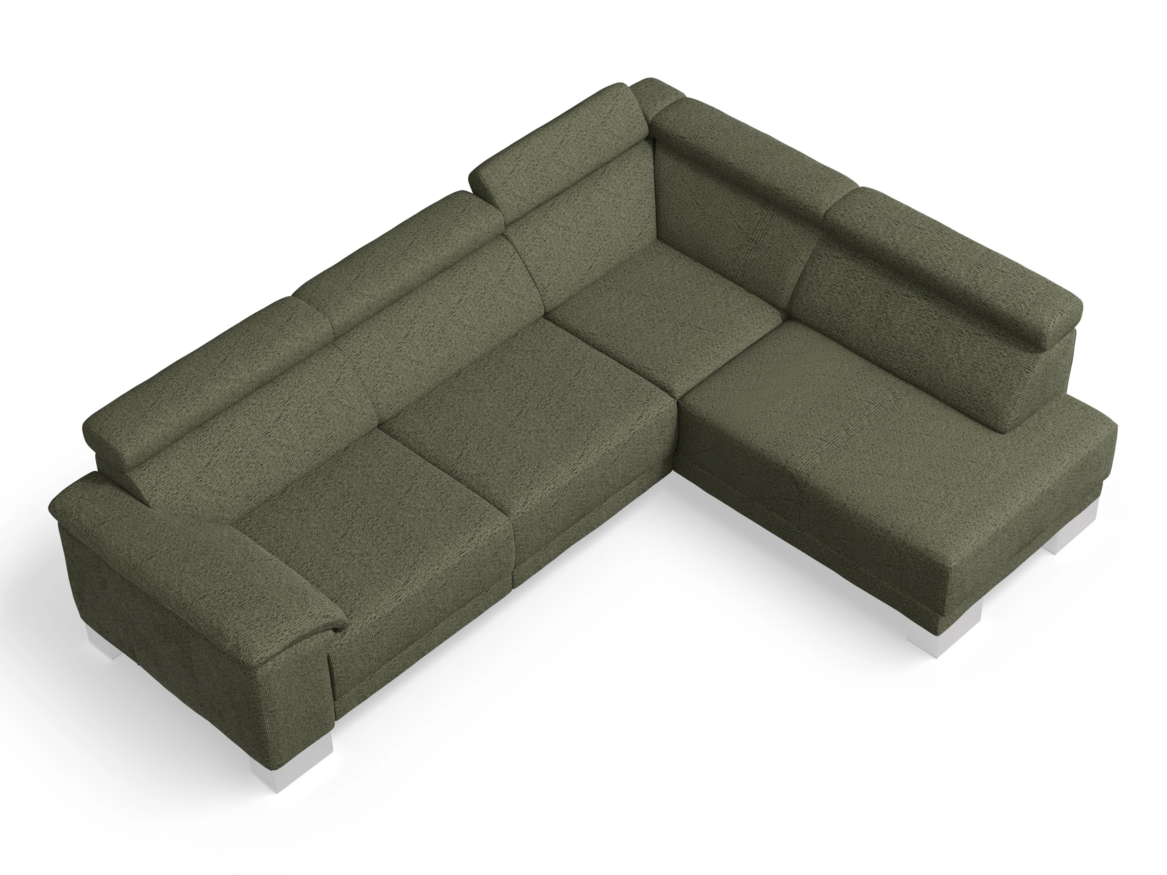 Ansicht des Produktes Antonio Ecksofa rechts Abschluss offen in Stoff Grün