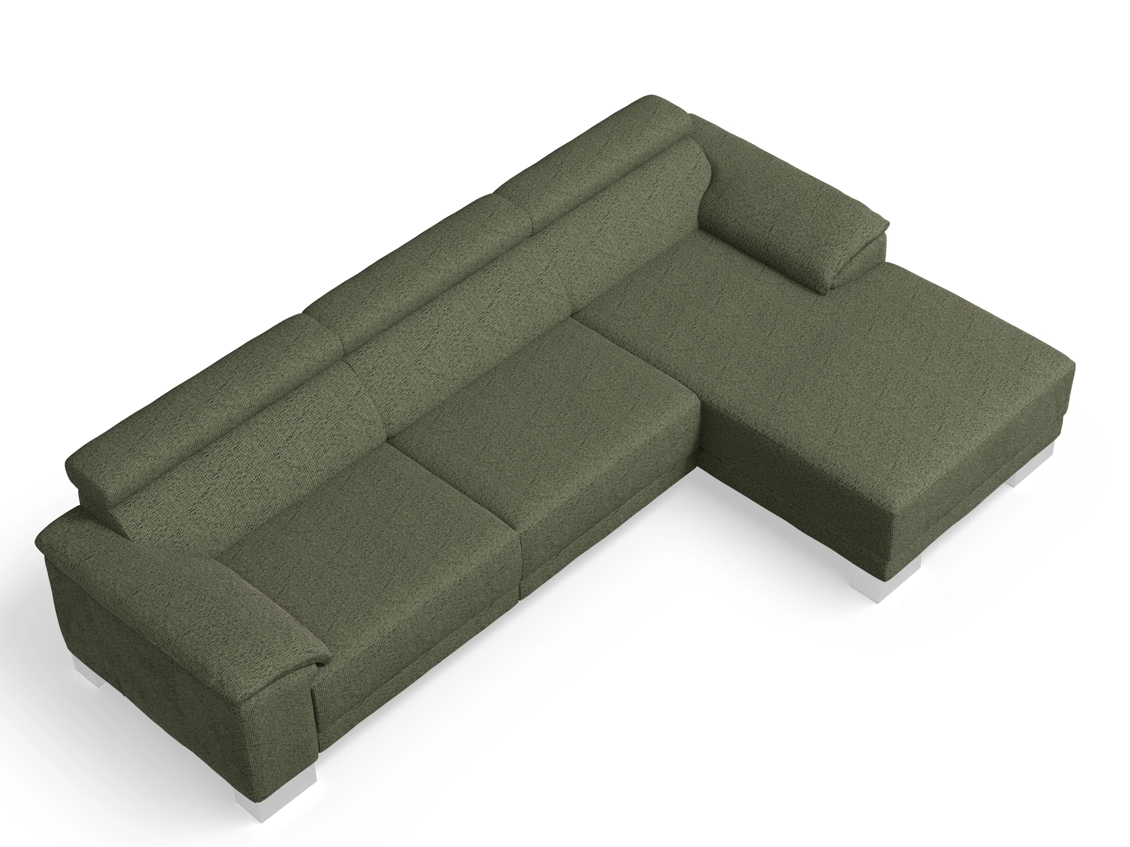 Ansicht des Produktes Antonio Ecksofa rechts Abschluss offen in Stoff Grün