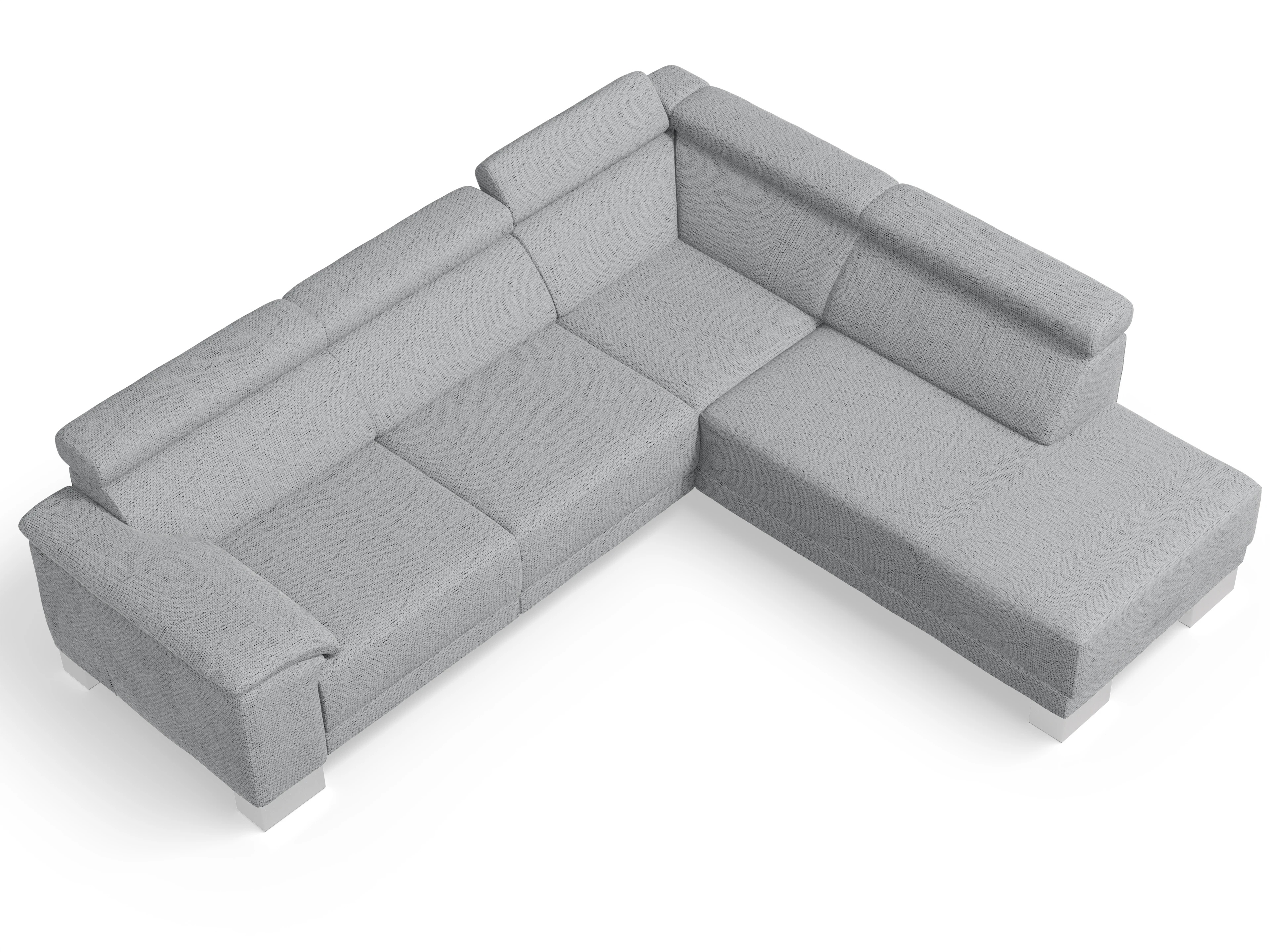 Ansicht des Produktes Antonio Ecksofa rechts Abschluss offen in Stoff Grau