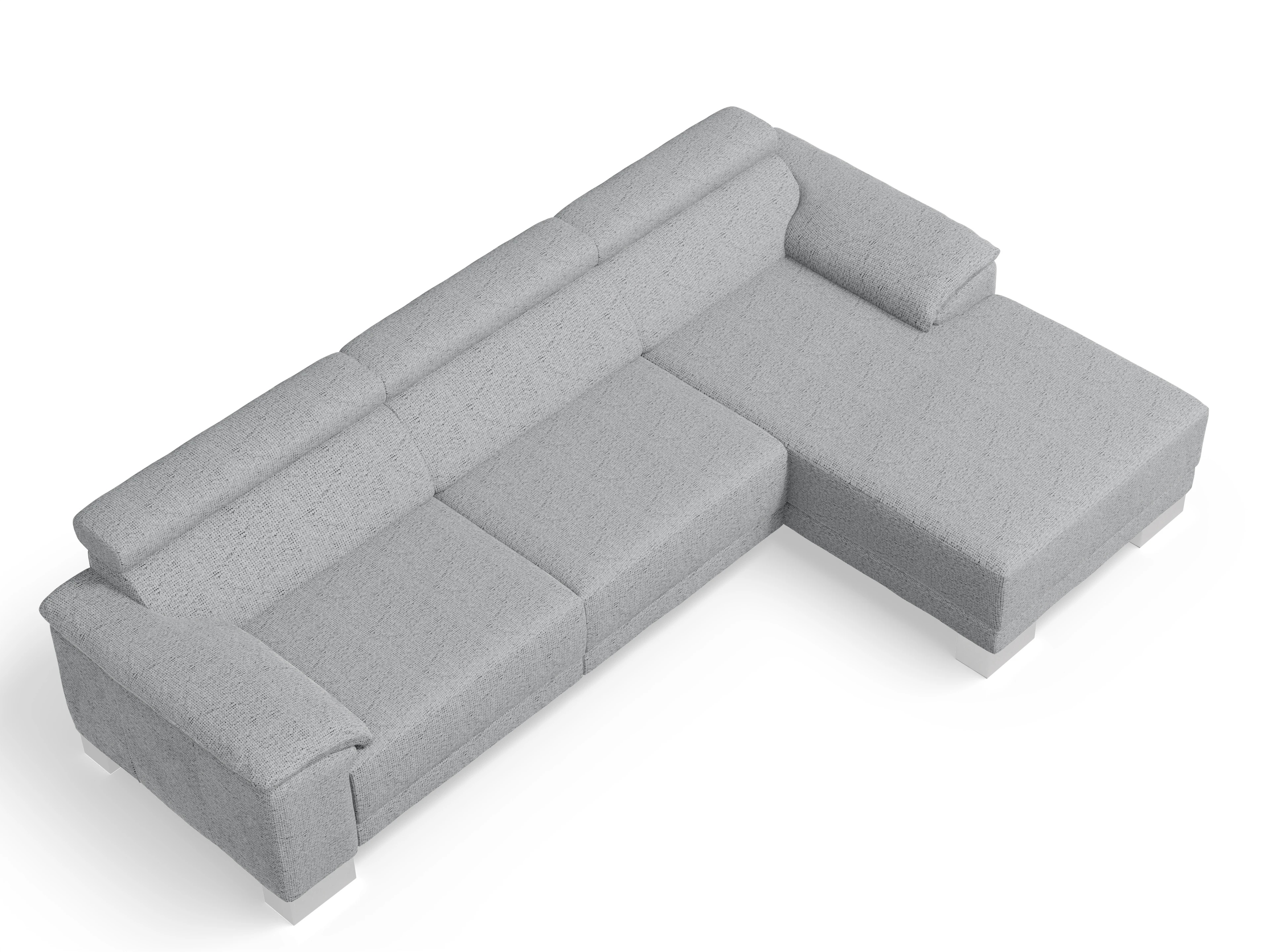 Antonio Ecksofa LO Large R Ansicht des Produktes Antonio Ecksofa rechts Abschluss offen in Stoff Grau