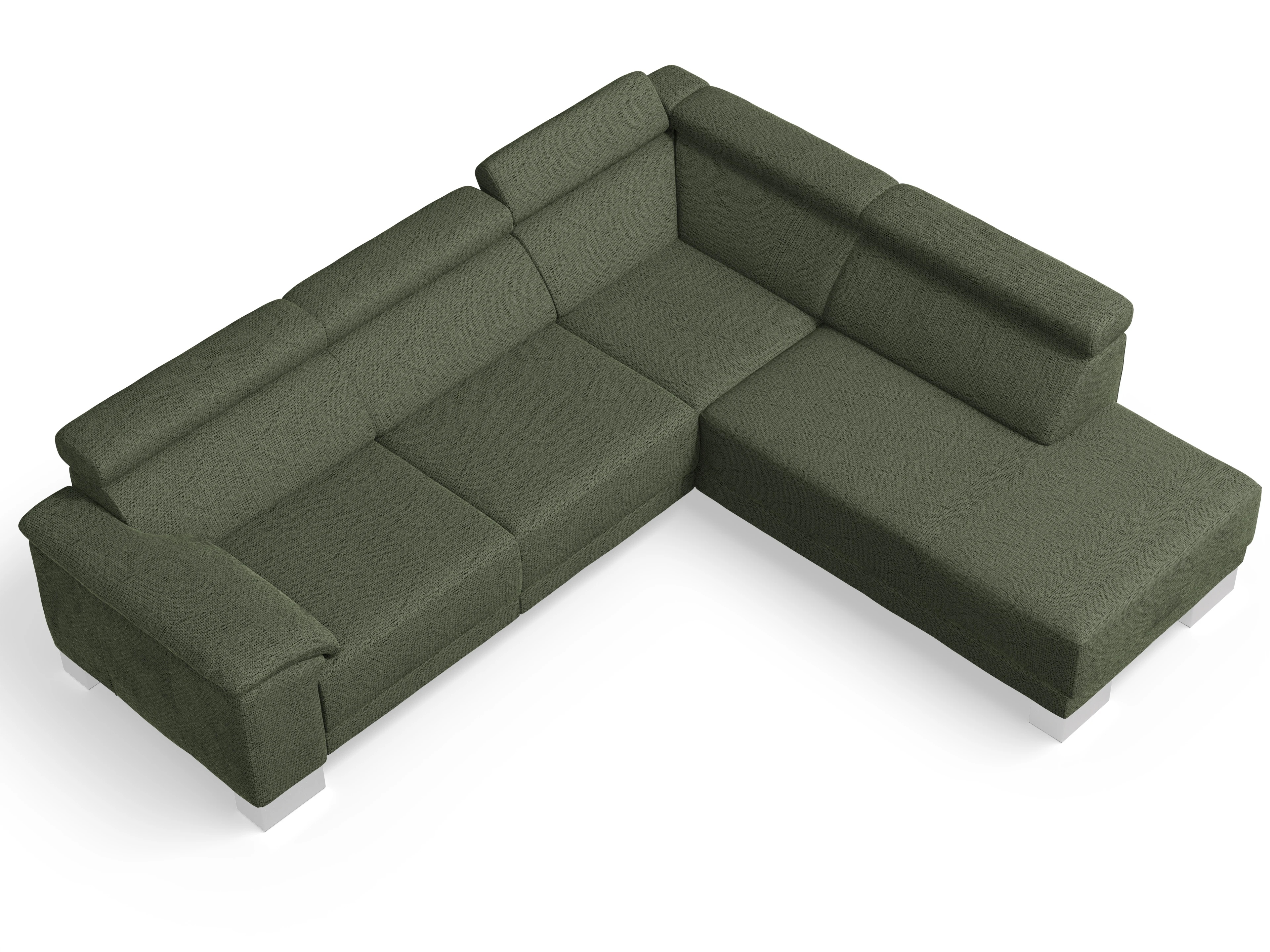 Ansicht des Produktes Antonio Ecksofa rechts Abschluss offen in Stoff Grün