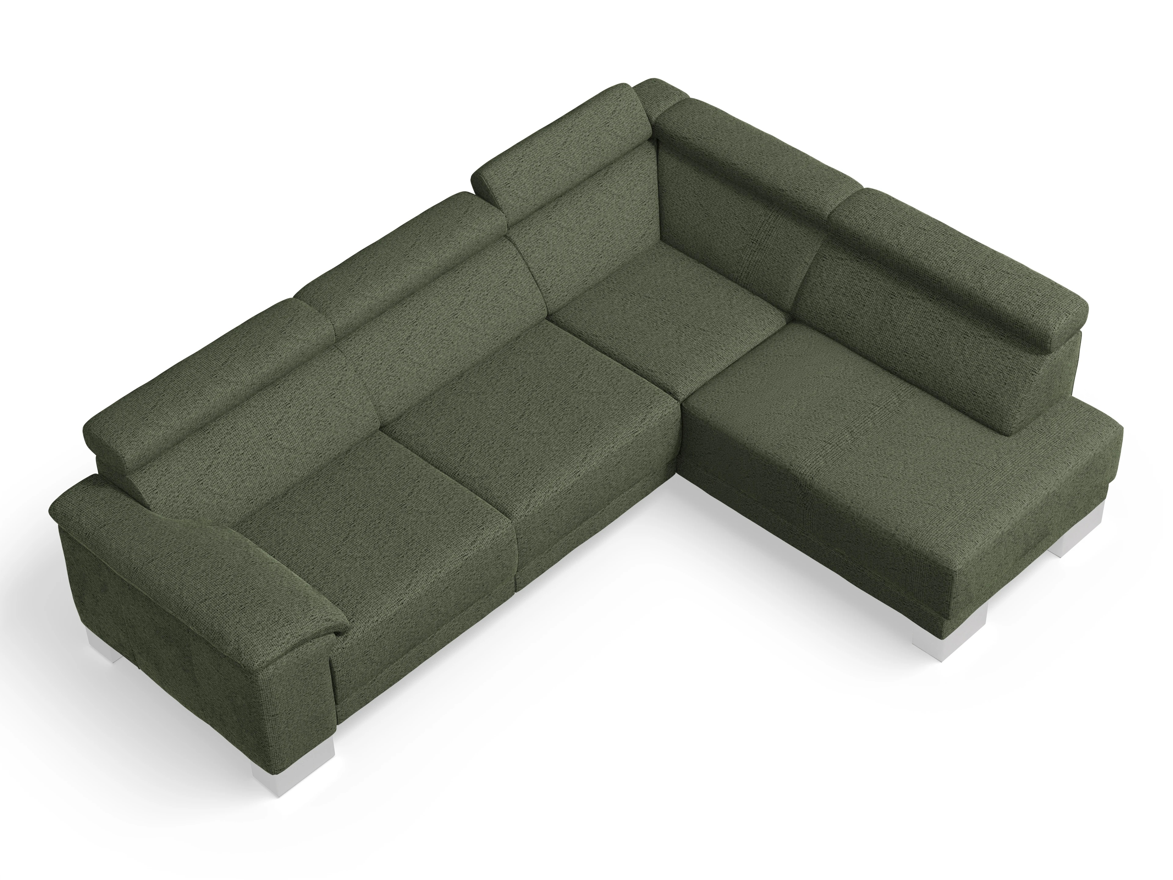 Ansicht des Produktes Antonio Ecksofa rechts Abschluss offen in Stoff Grün