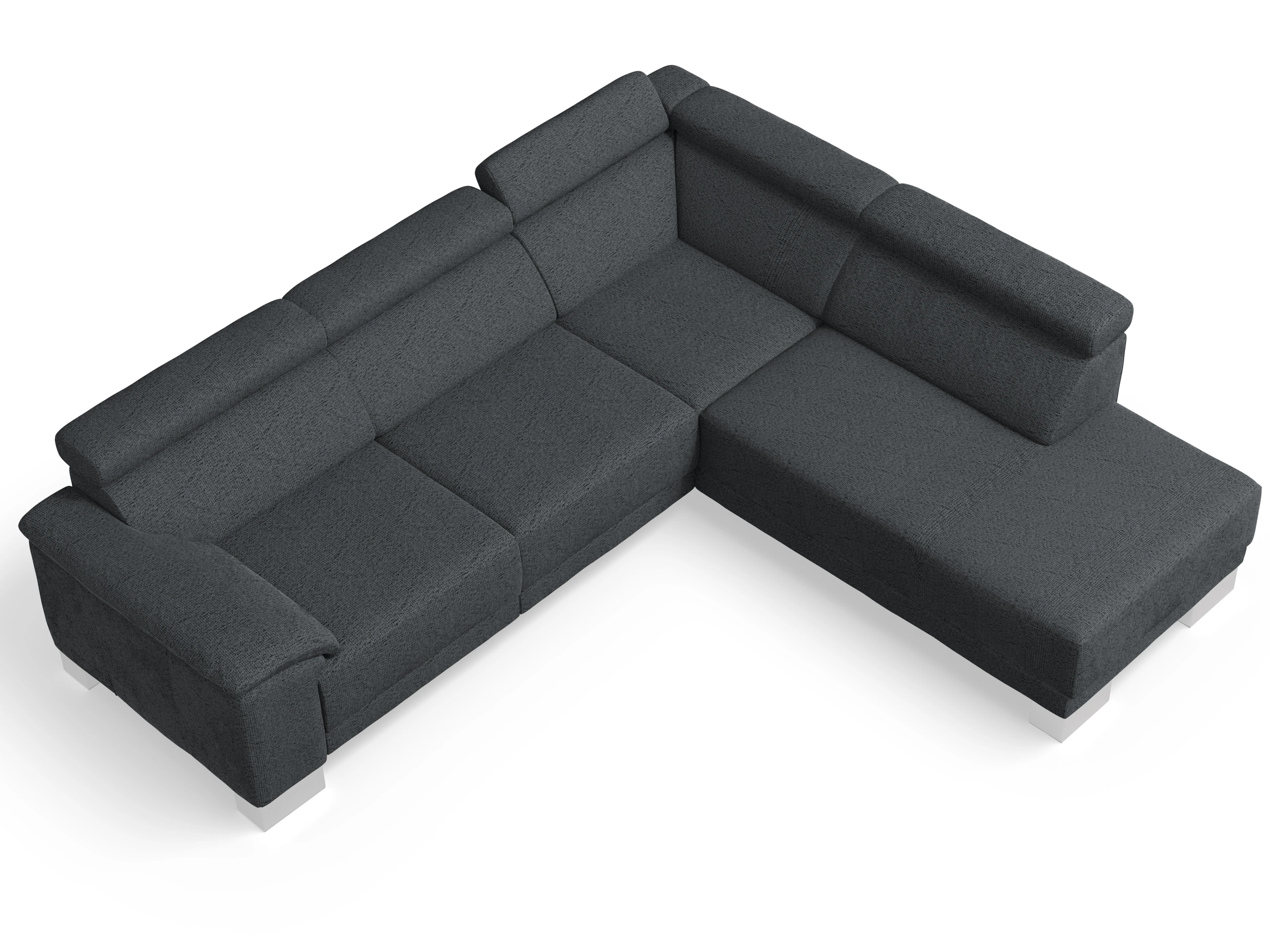 Ansicht des Produktes Antonio Ecksofa rechts Abschluss offen in Stoff Grau
