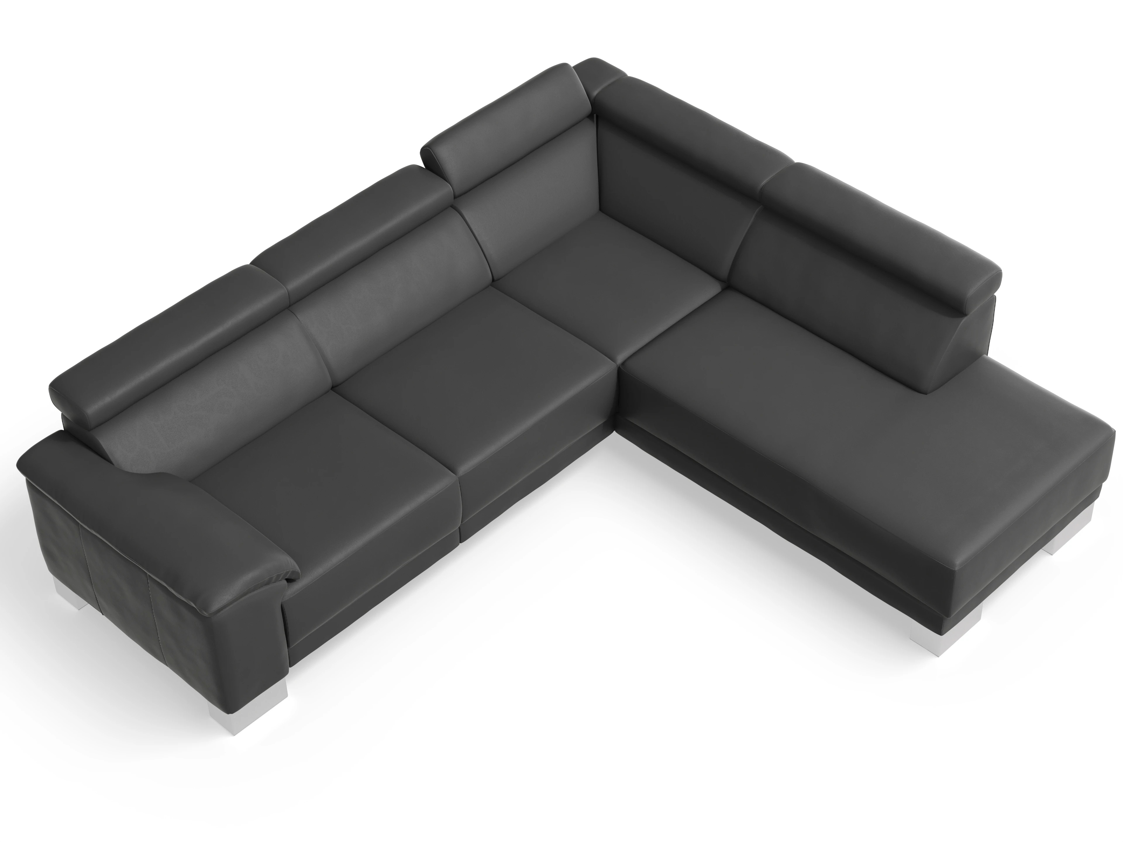 Ansicht des Produktes Antonio Ecksofa rechts Abschluss offen in Leder Grau