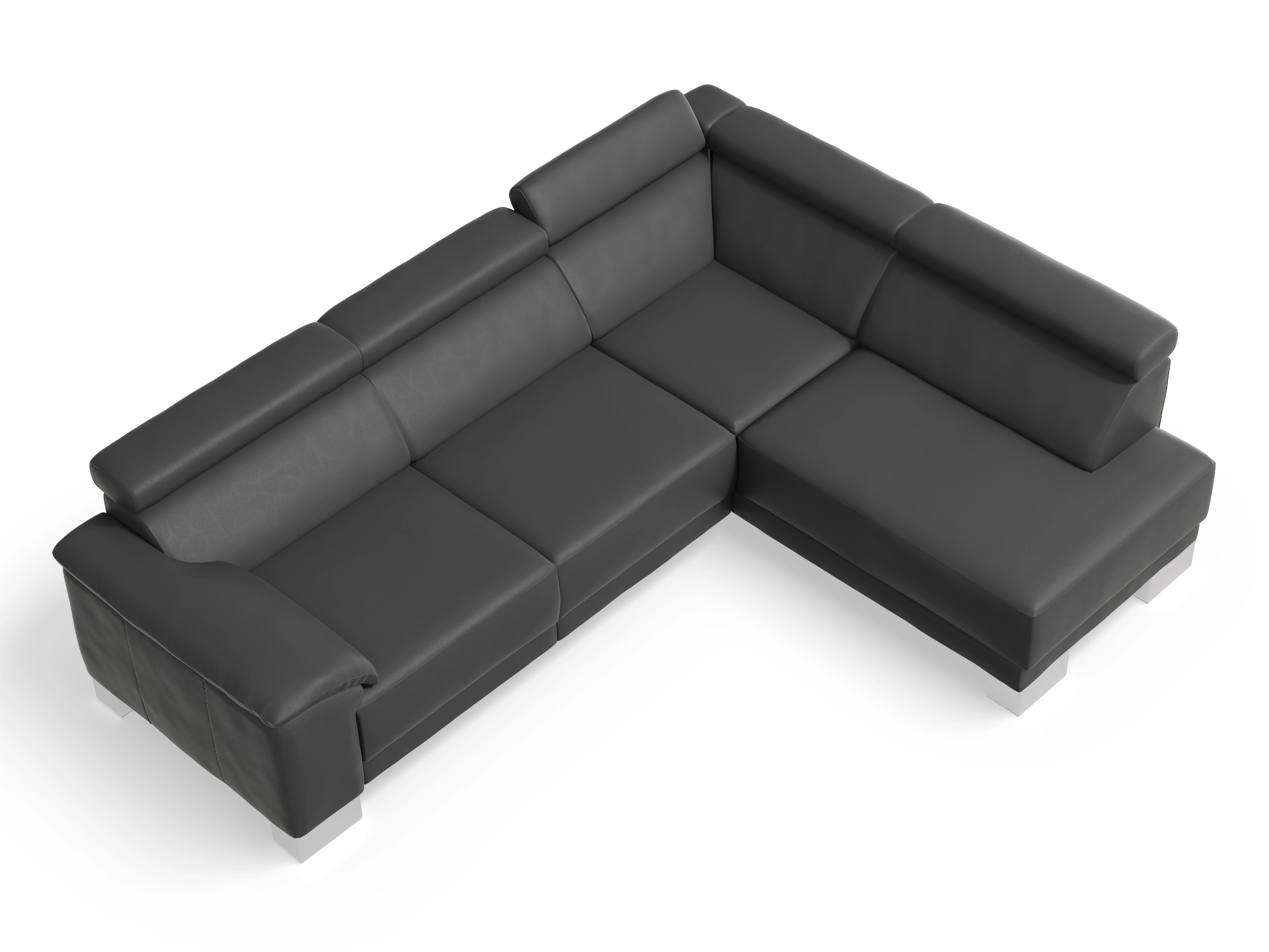 Ansicht des Produktes Antonio Ecksofa rechts Abschluss offen in Leder Grau