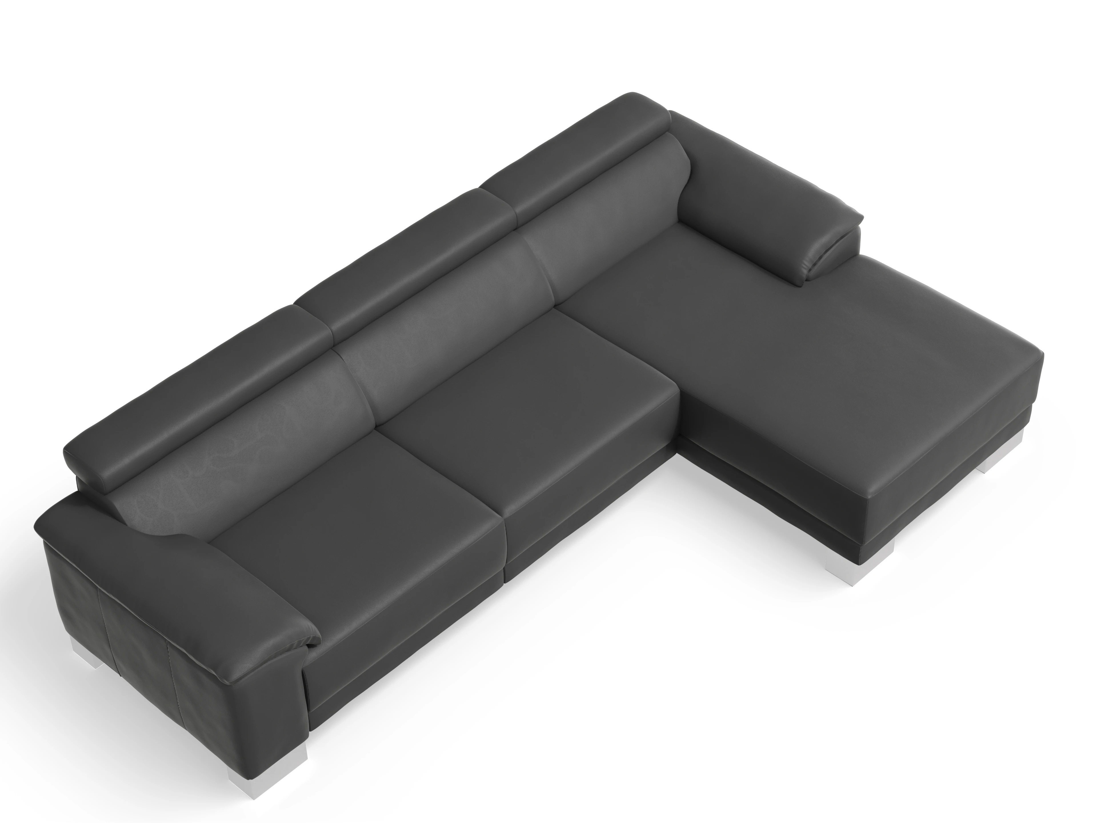 Ansicht des Produktes Antonio Ecksofa rechts Abschluss offen in Leder Grau
