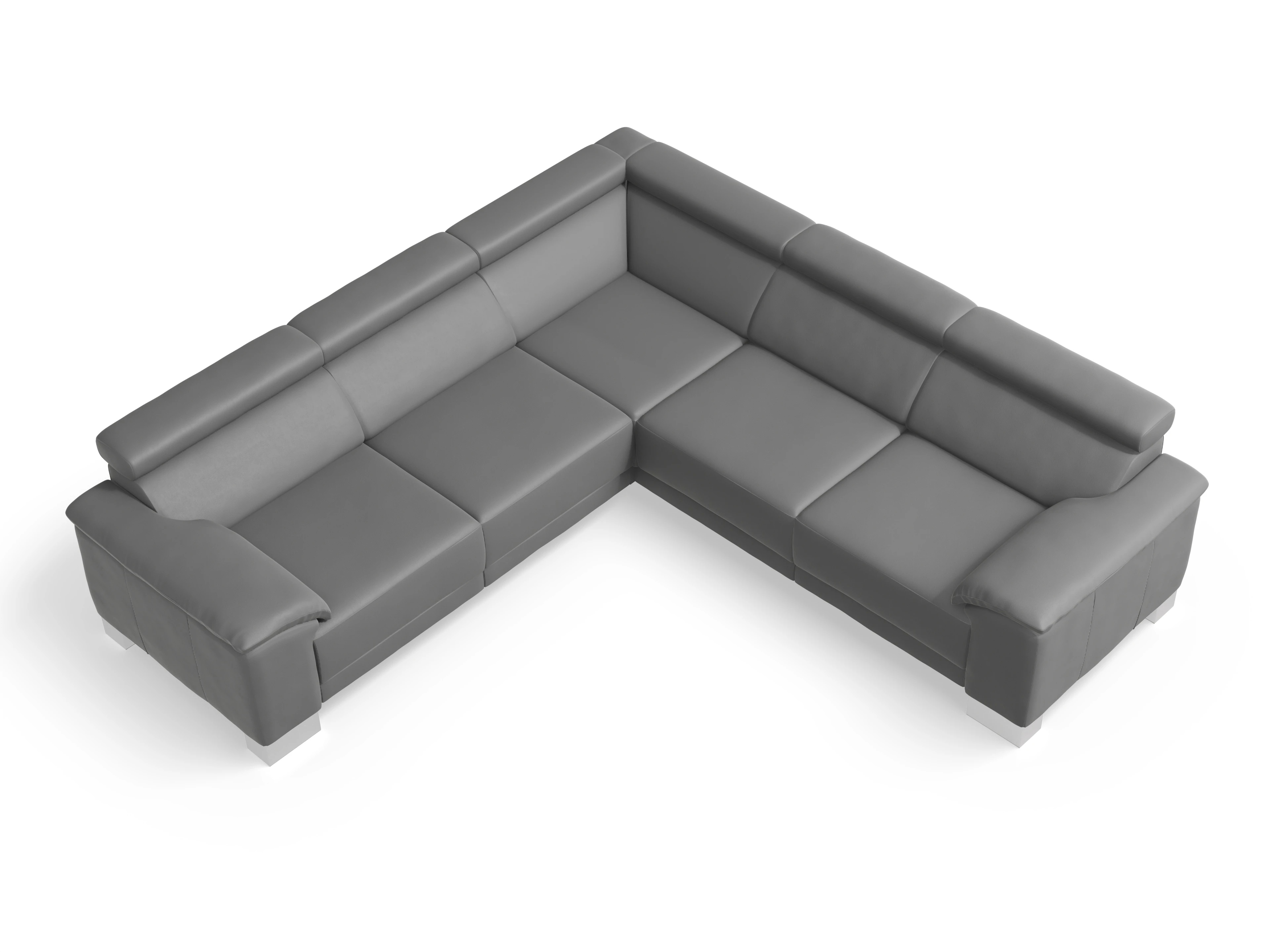 Ansicht des Produktes Antonio Ecksofa gleichschenklig in Leder Grau