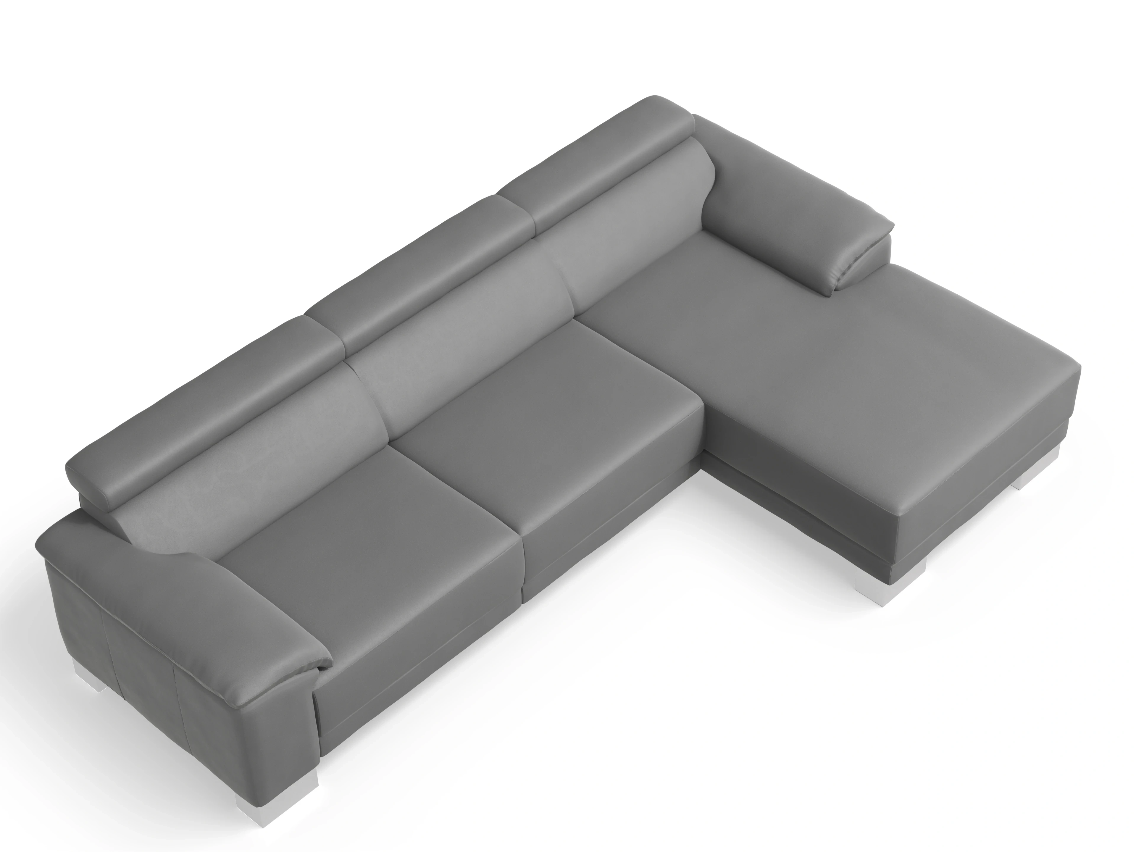 Antonio Ecksofa LO Large R Ansicht des Produktes Antonio Ecksofa rechts Abschluss offen in Leder Grau