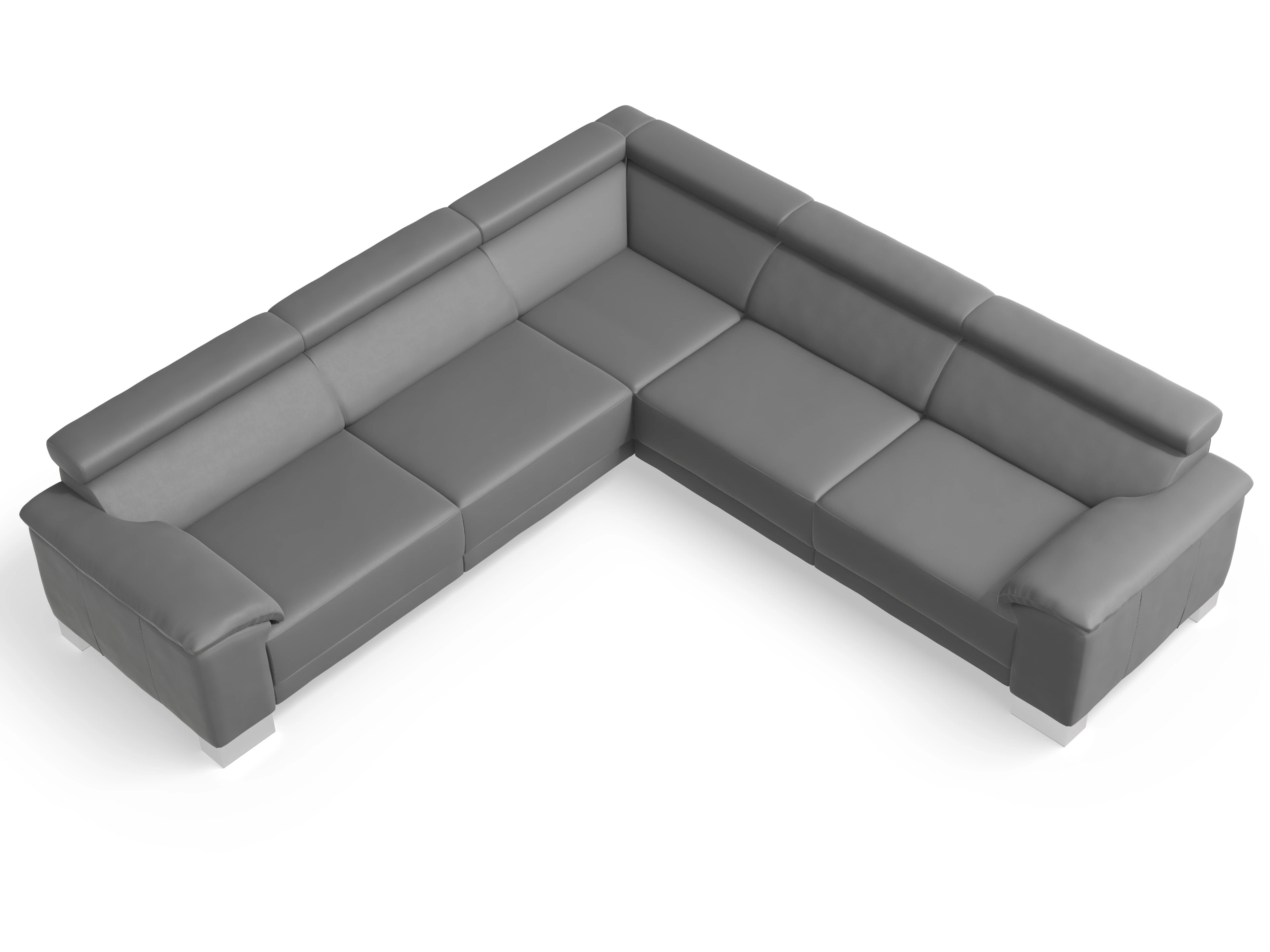 Ansicht des Produktes Antonio Ecksofa gleichschenklig in Leder Grau