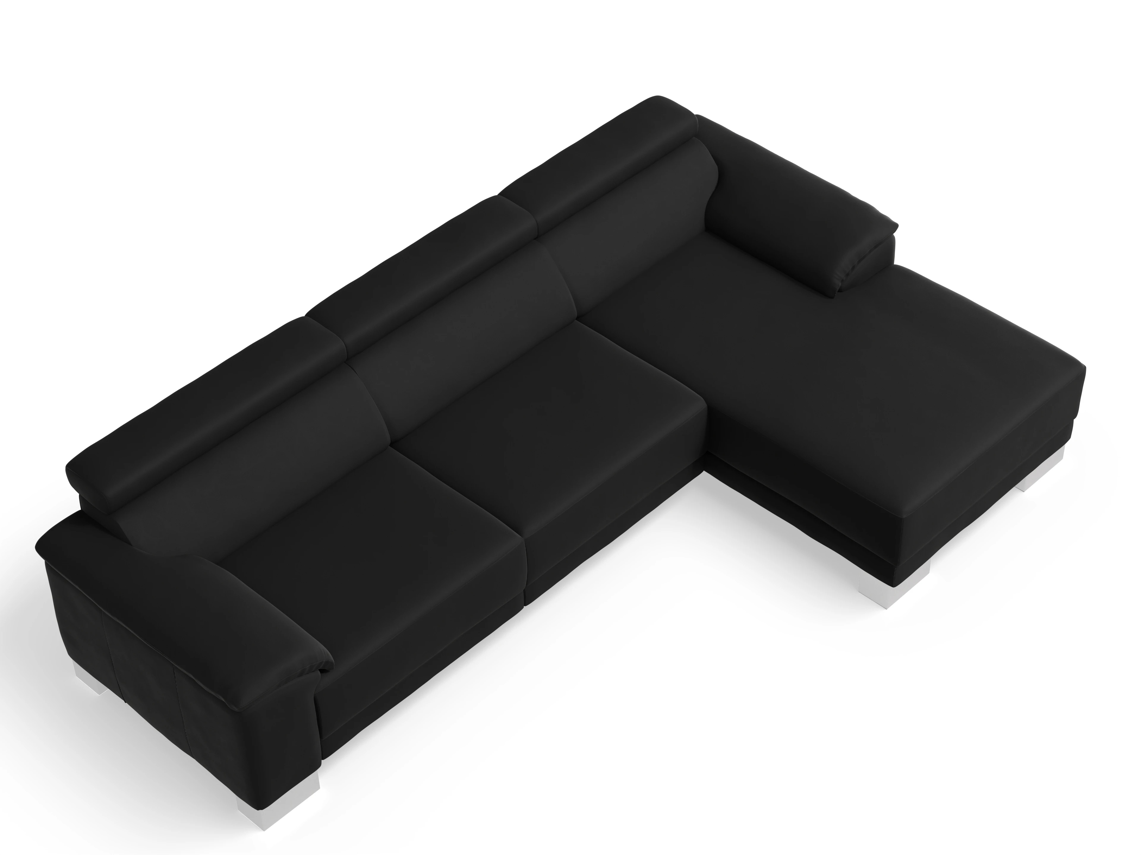 Ansicht des Produktes Antonio Ecksofa rechts Abschluss offen in Leder Schwarz