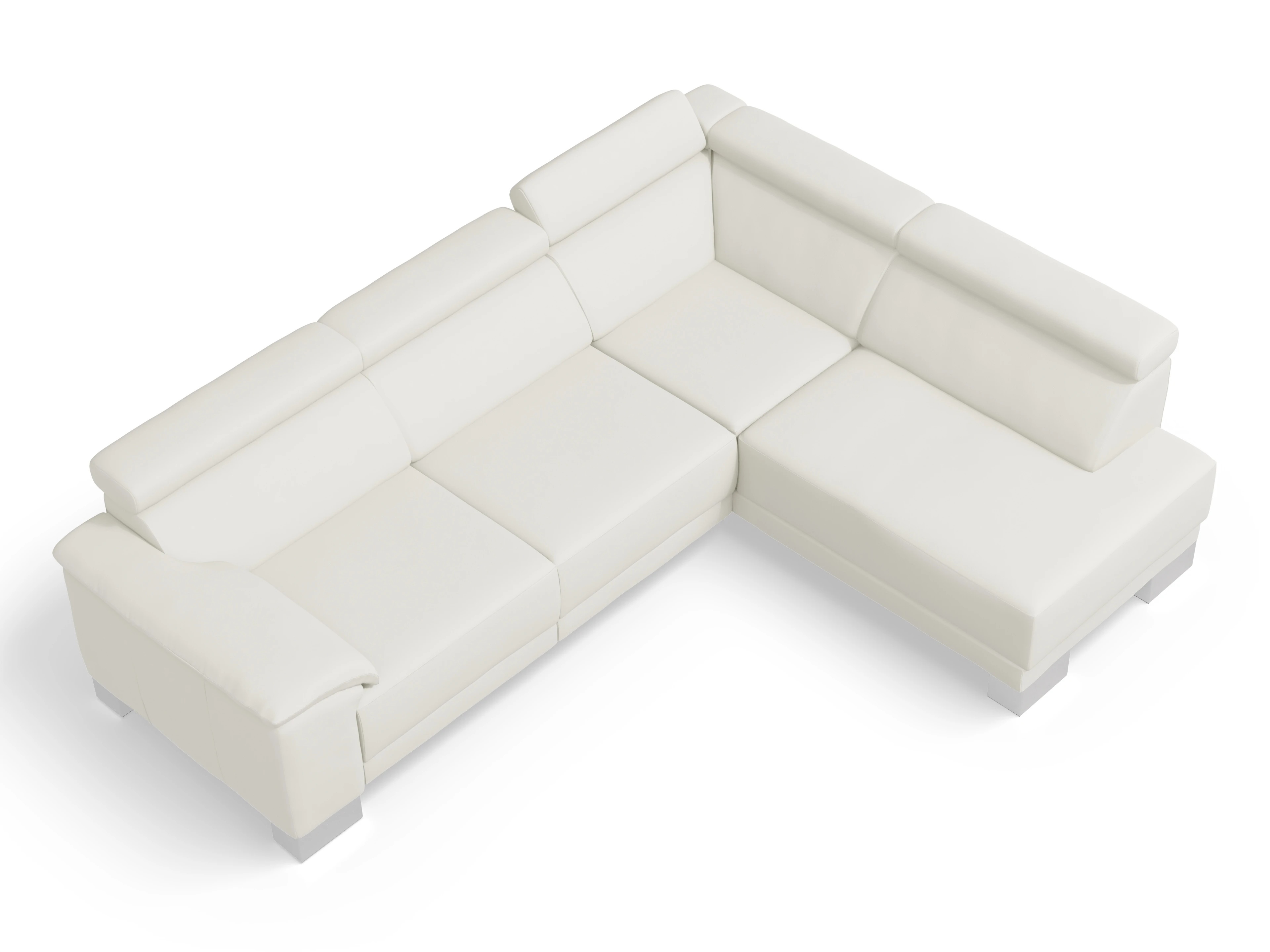 Ansicht des Produktes Antonio Ecksofa rechts Abschluss offen in Leder Weiss