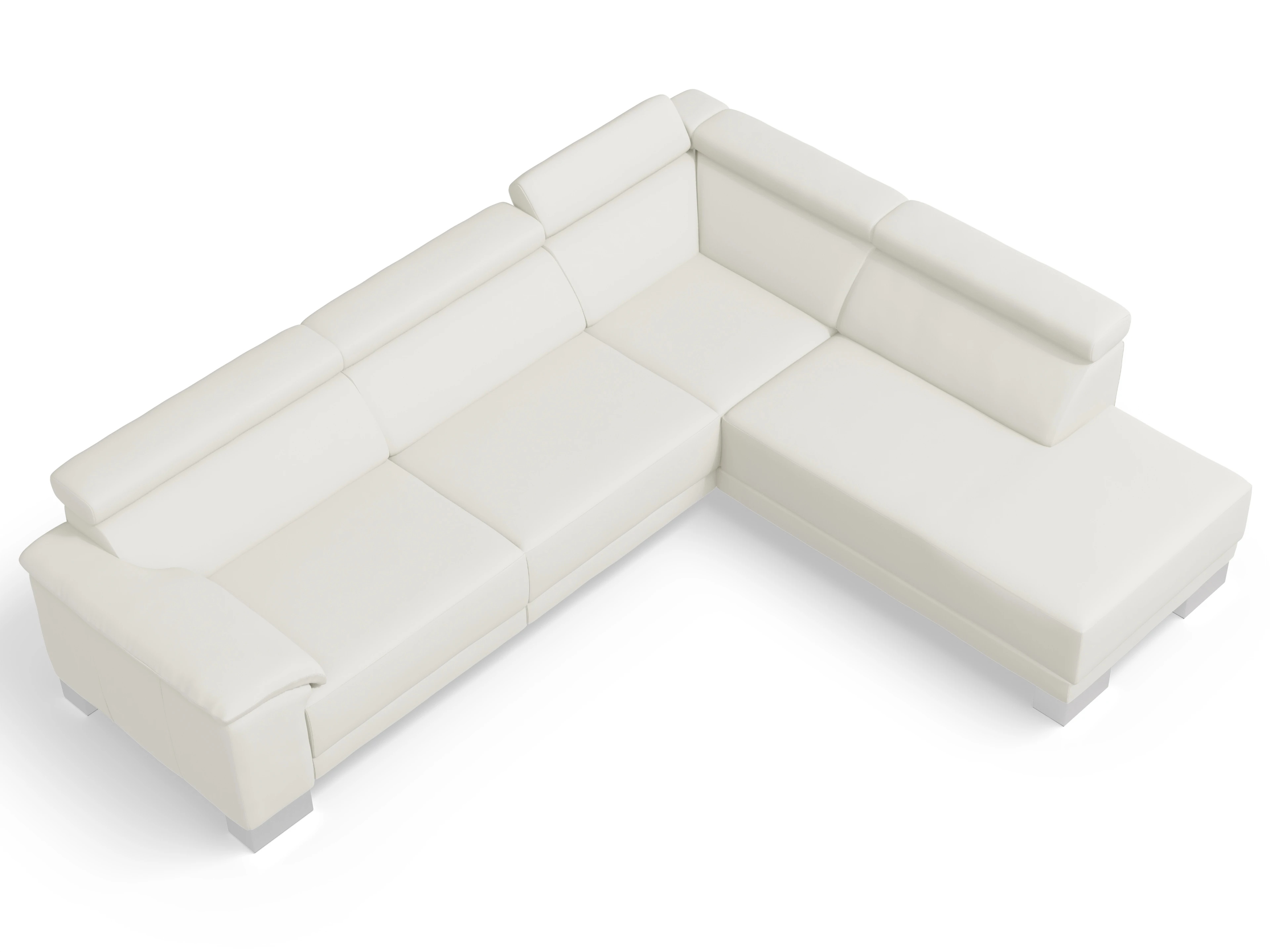 Ansicht des Produktes Antonio Ecksofa rechts Abschluss offen in Leder Weiss