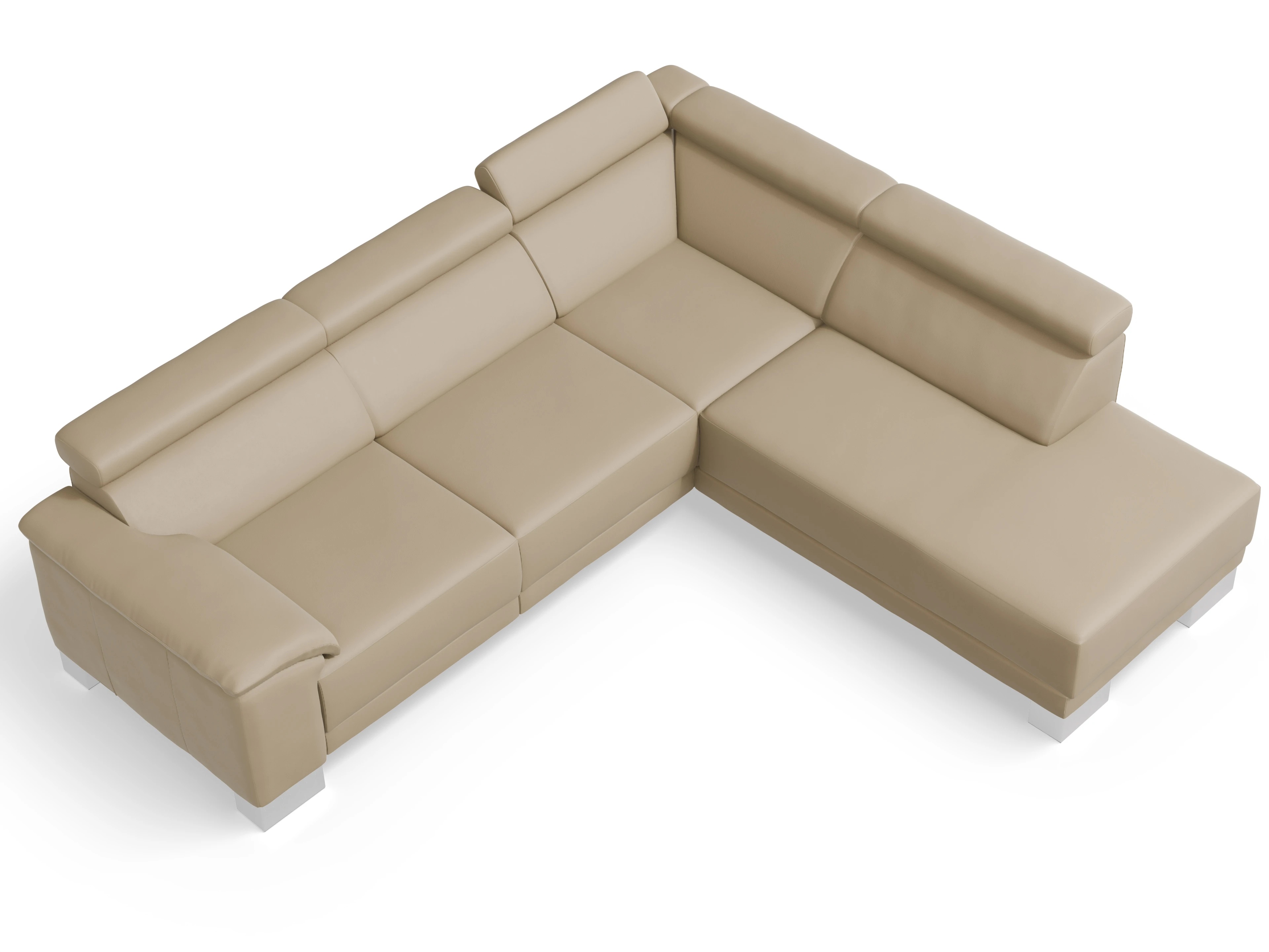 Antonio Ecksofa UM Medium Plus R Ansicht des Produktes Antonio Ecksofa rechts Abschluss offen in Leder Beige