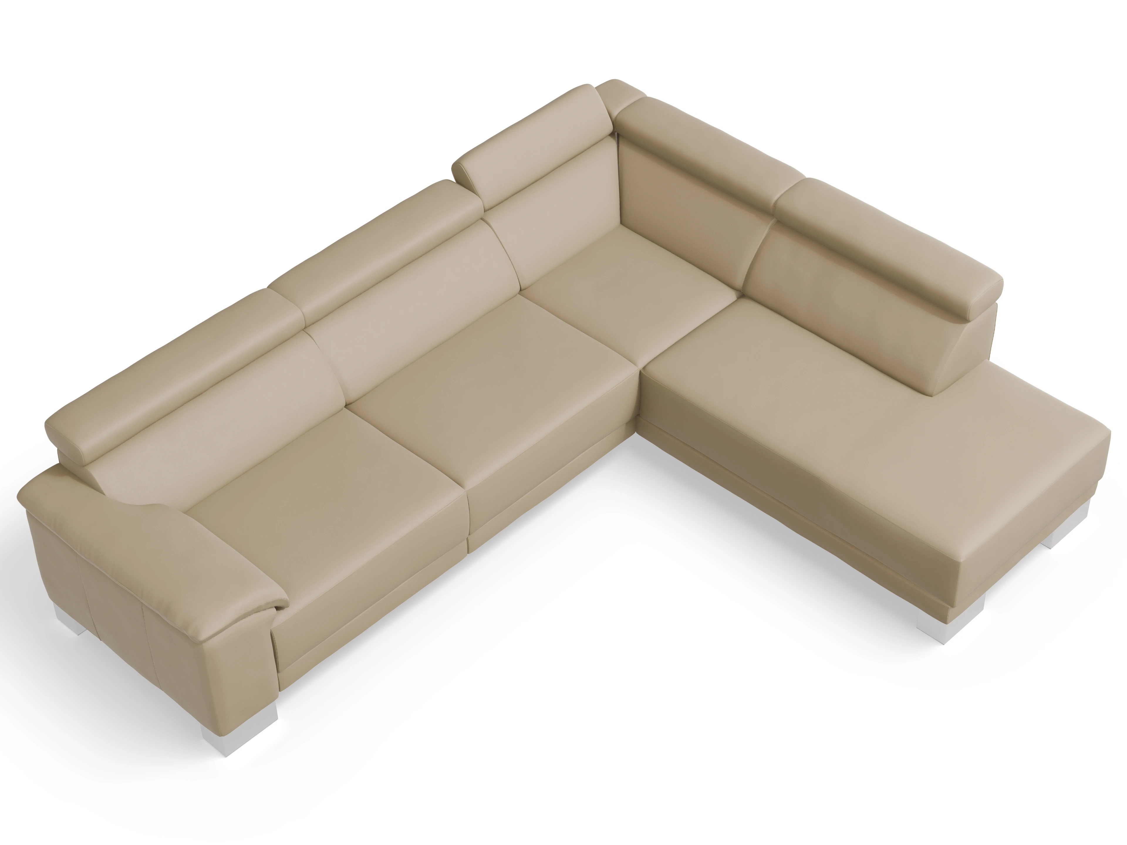 Ansicht des Produktes Antonio Ecksofa rechts Abschluss offen in Leder Beige