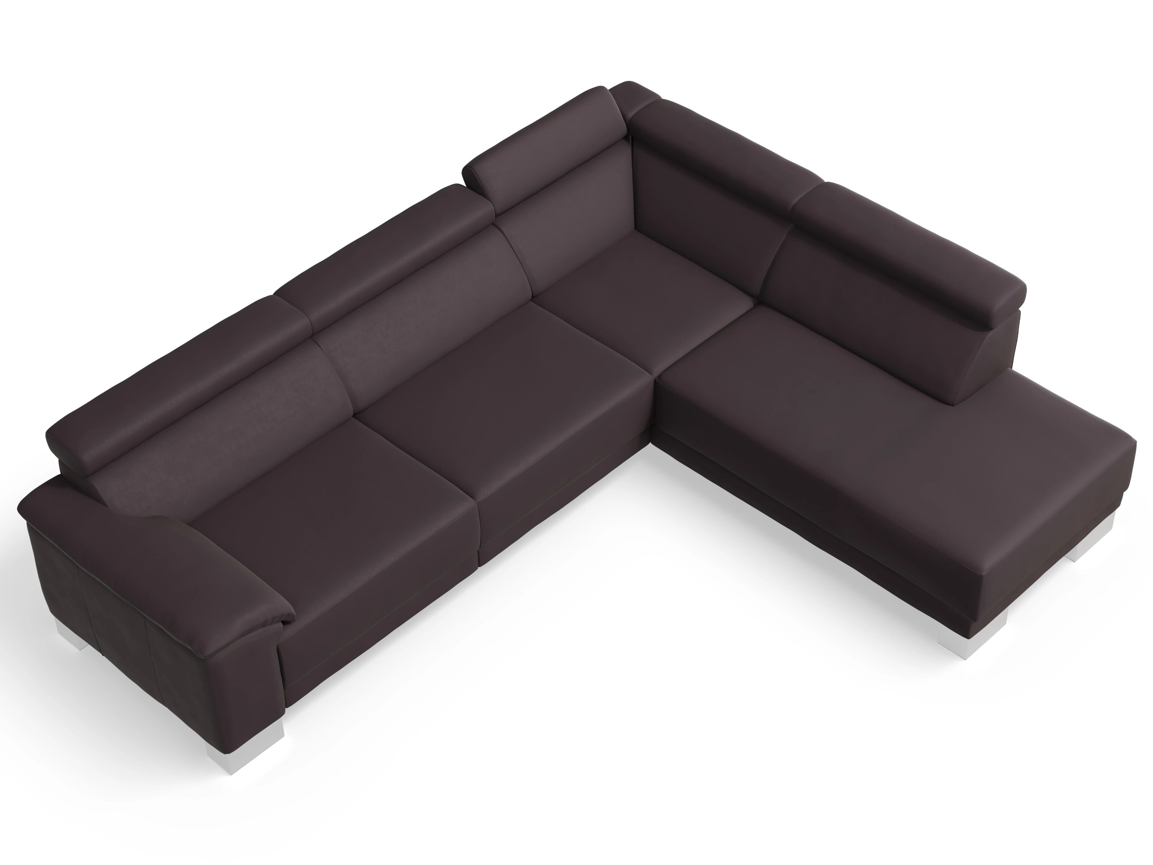 Ansicht des Produktes Antonio Ecksofa rechts Abschluss offen in Leder Braun