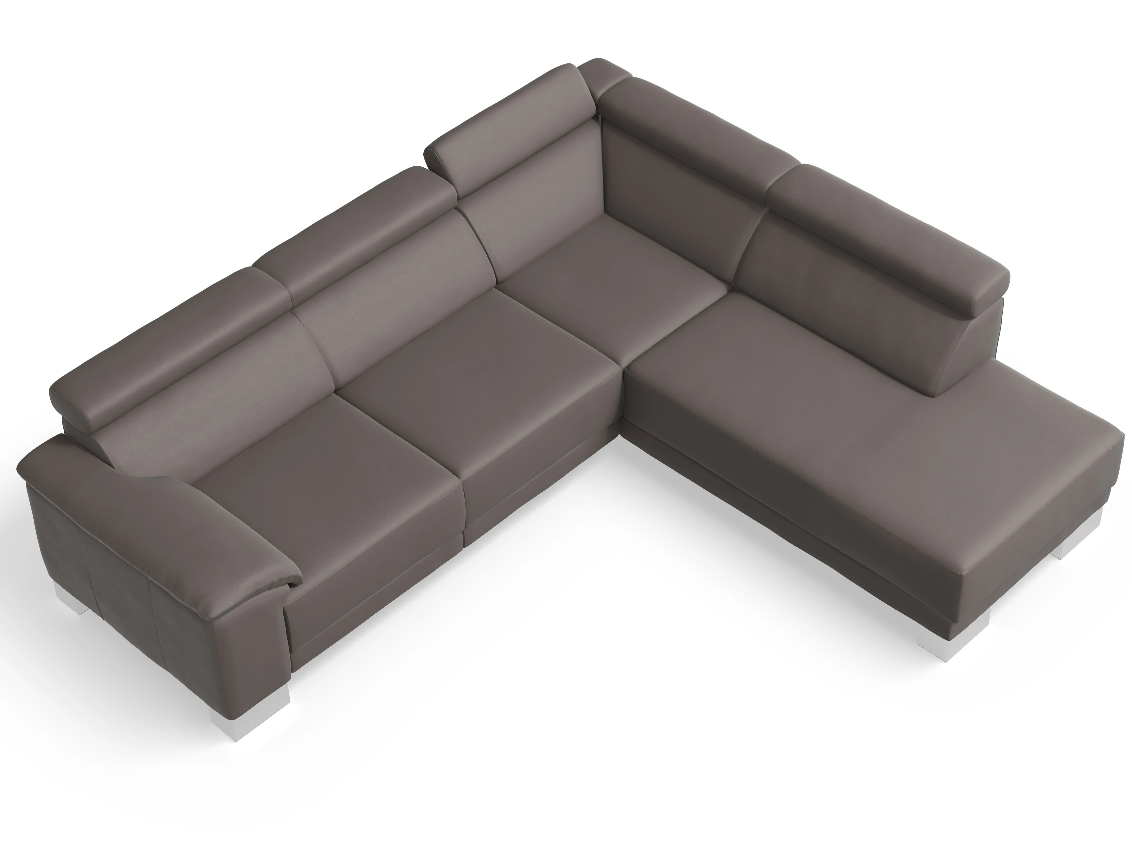 Ansicht des Produktes Antonio Ecksofa rechts Abschluss offen in Leder Grau