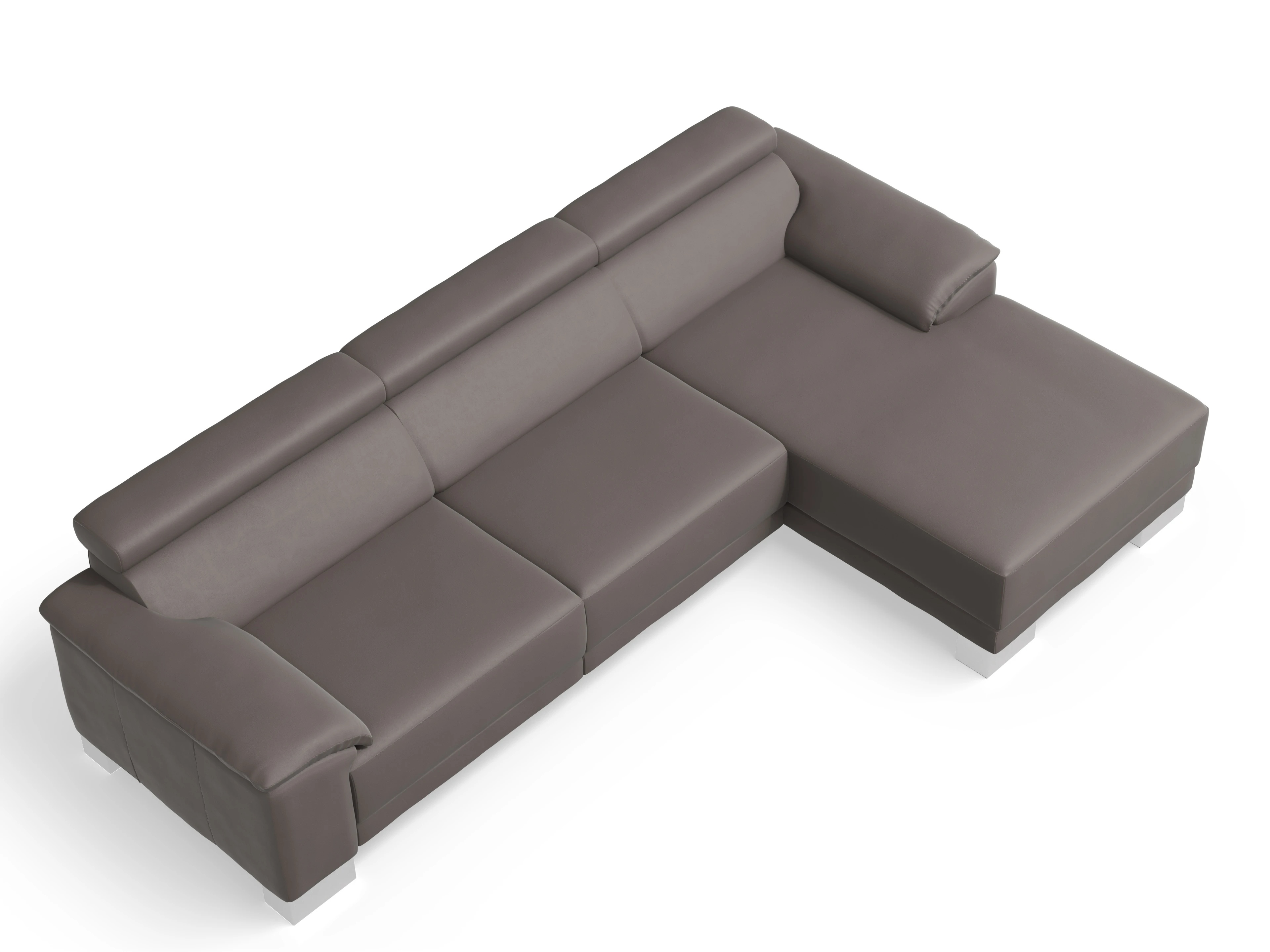Ansicht des Produktes Antonio Ecksofa rechts Abschluss offen in Leder Grau