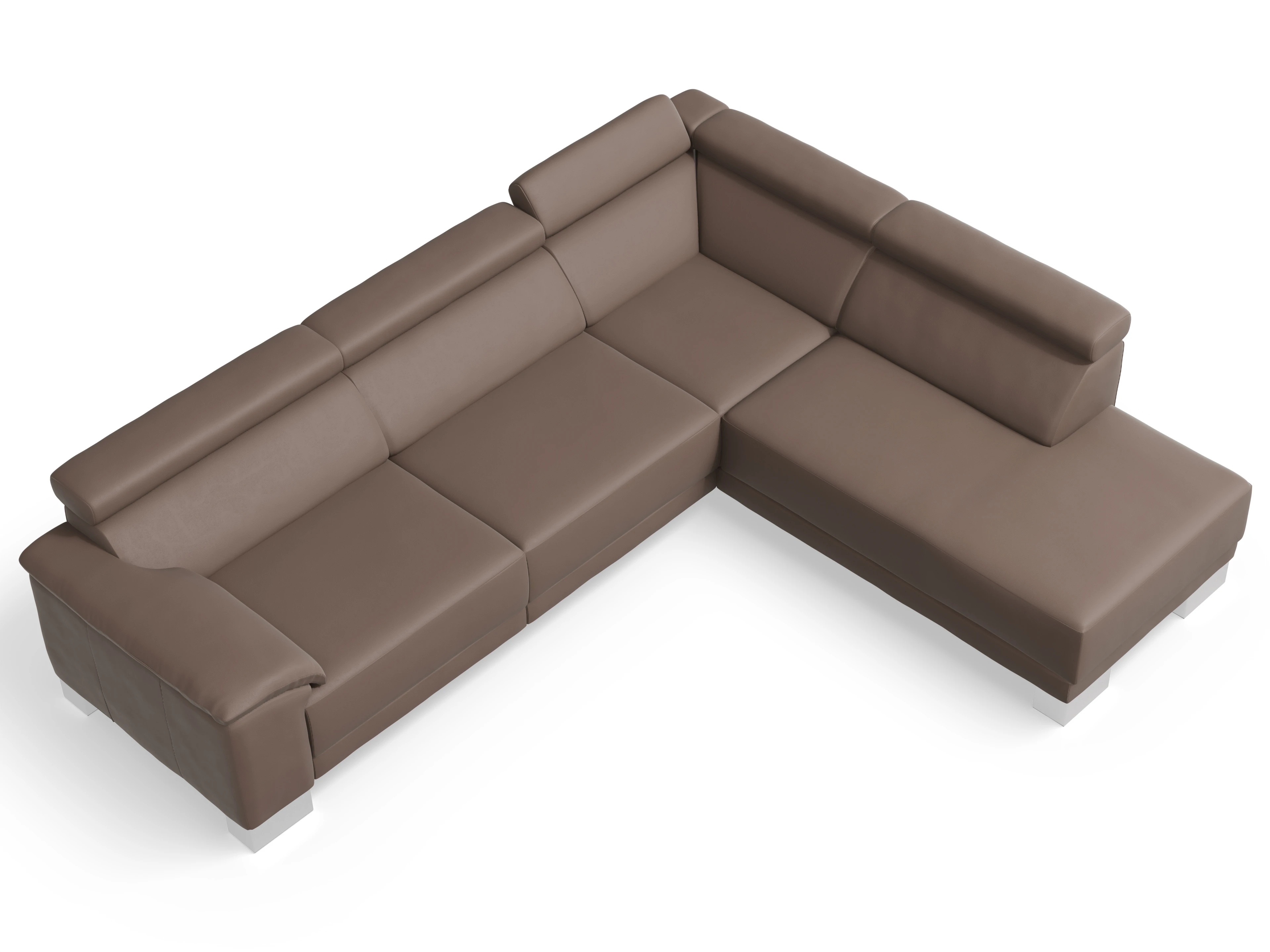 Antonio Ecksofa UM Large Plus R Ansicht des Produktes Antonio Ecksofa rechts Abschluss offen in Leder Braun