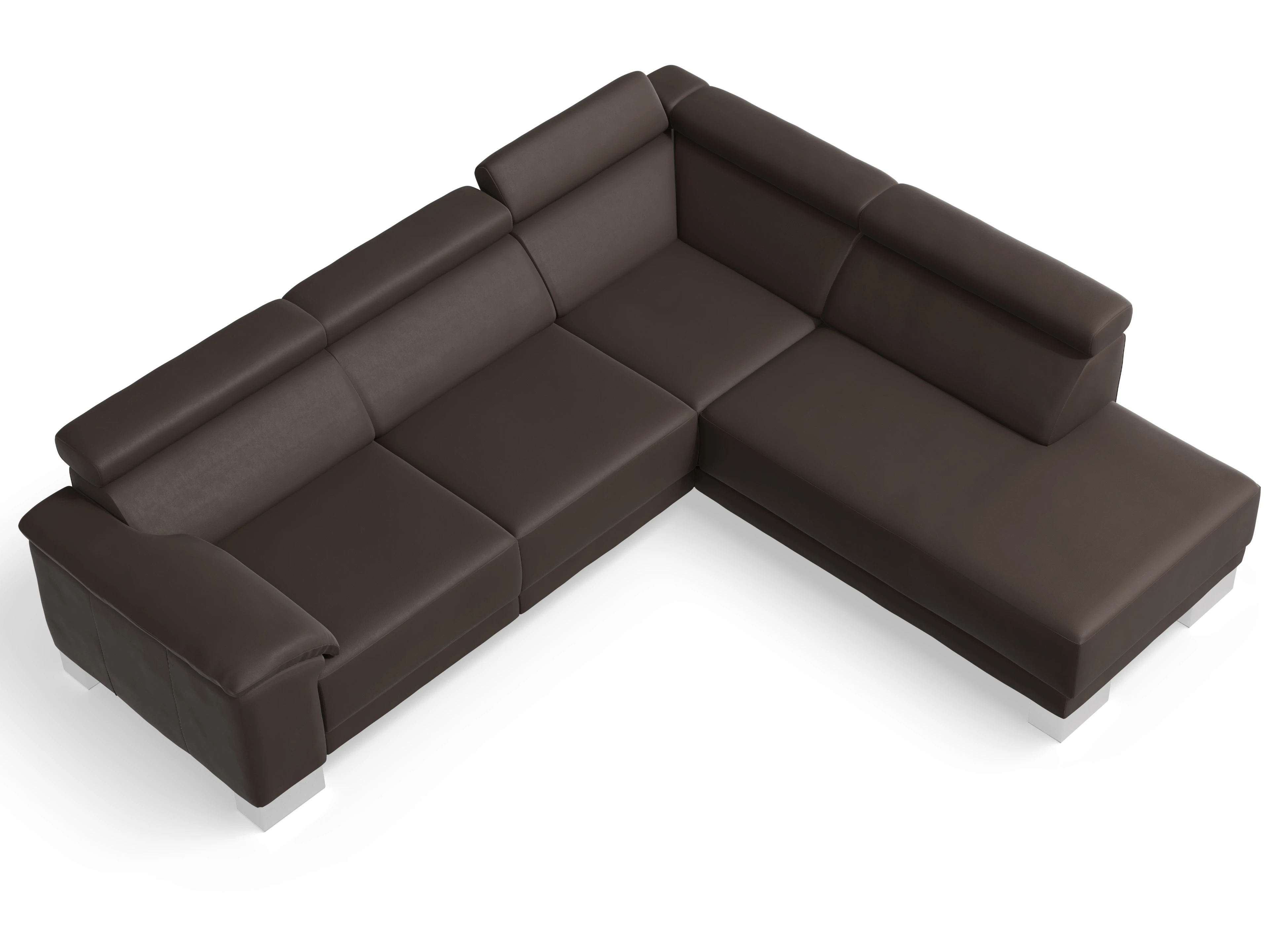 Ansicht des Produktes Antonio Ecksofa rechts Abschluss offen in Leder Braun