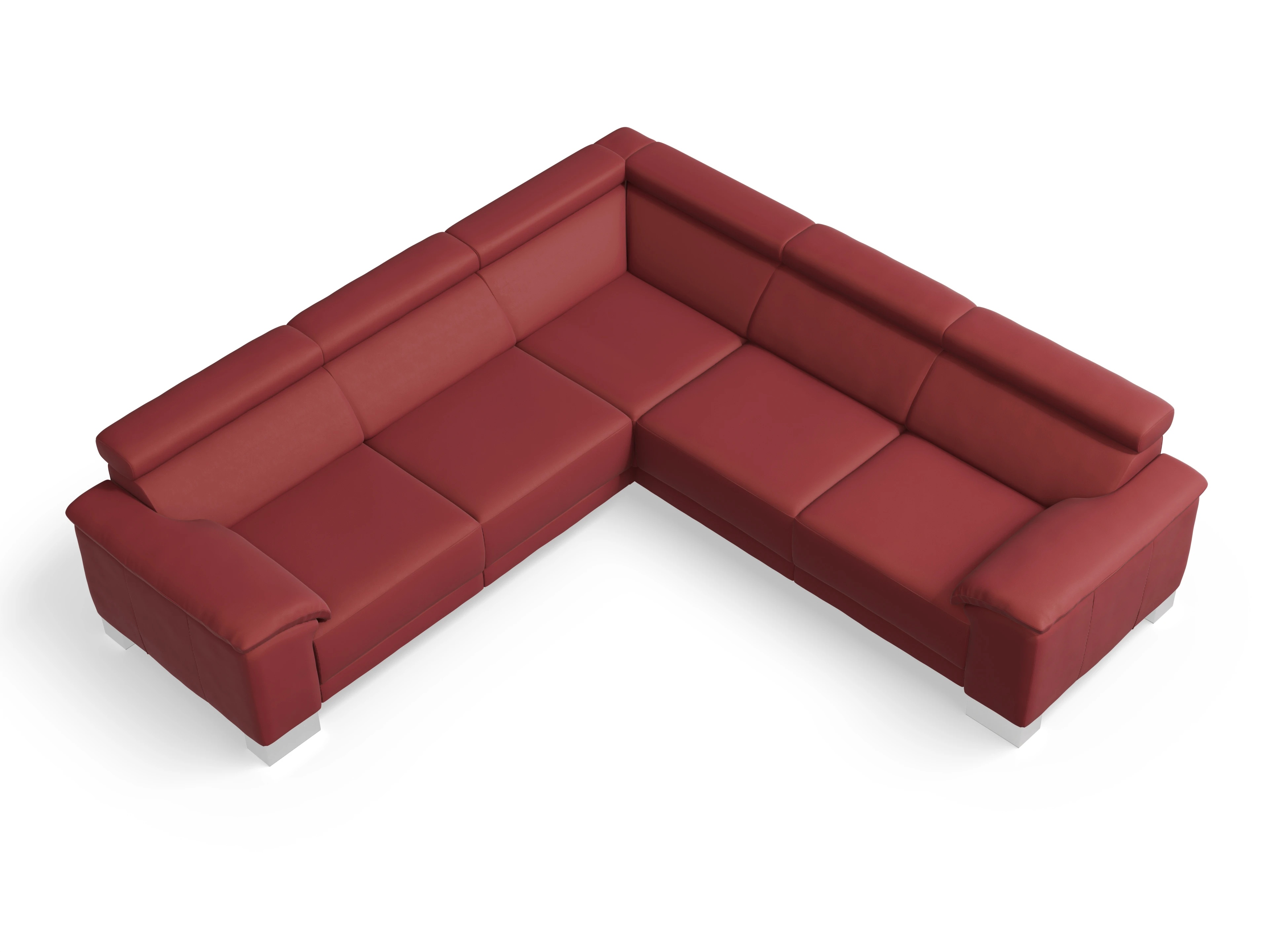 Antonio Ecksofa SPE Medium Ansicht des Produktes Antonio Ecksofa gleichschenklig in Leder Rot